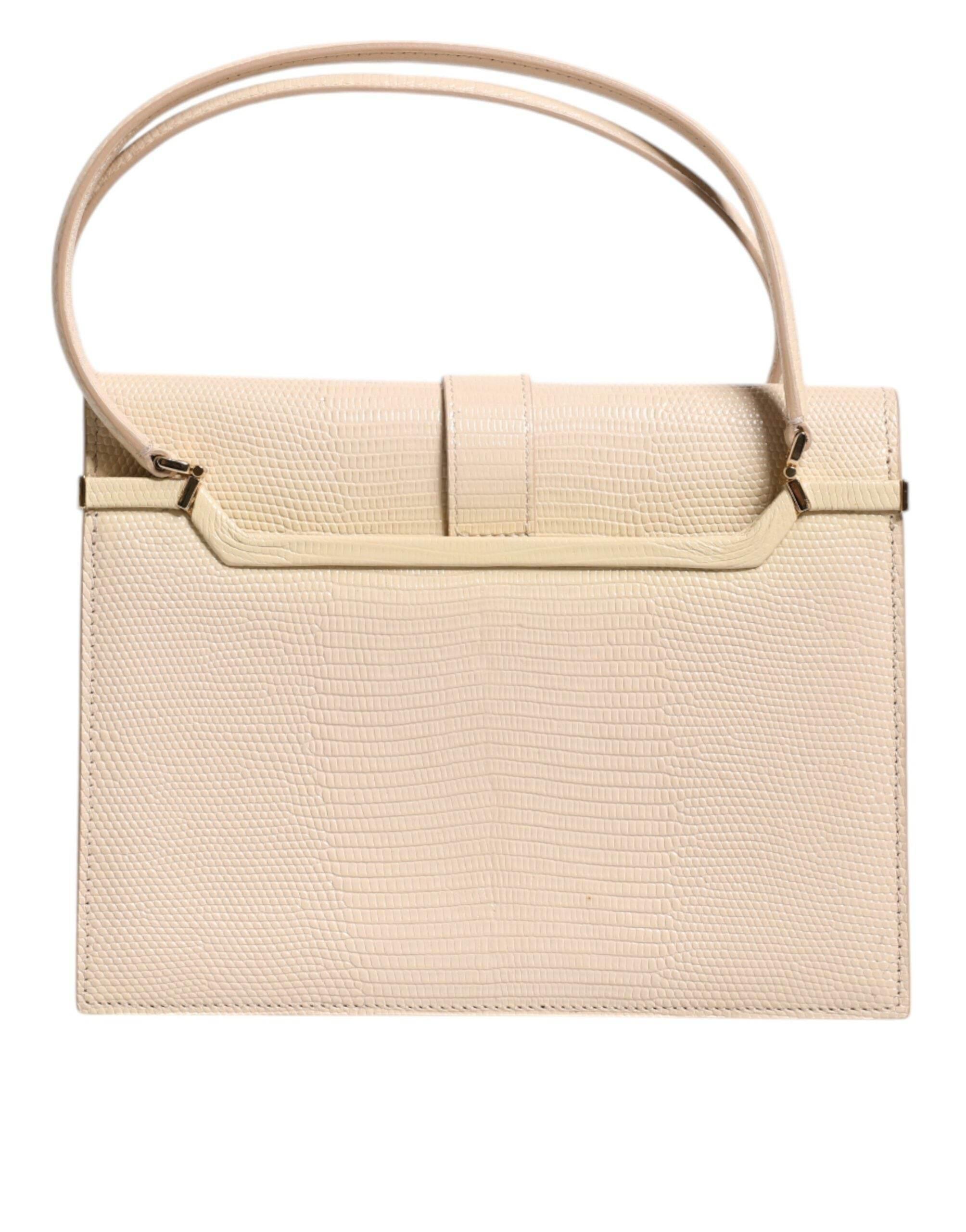 Dolce & Gabbana Beige Leather Ingrid Top Handle Shoulder Bag - Hilstor