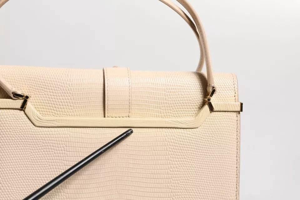 Dolce & Gabbana Beige Leather Ingrid Top Handle Shoulder Bag - Hilstor