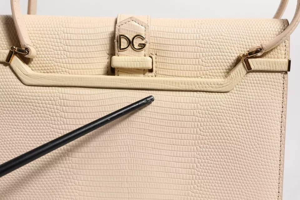Dolce & Gabbana Beige Leather Ingrid Top Handle Shoulder Bag - Hilstor
