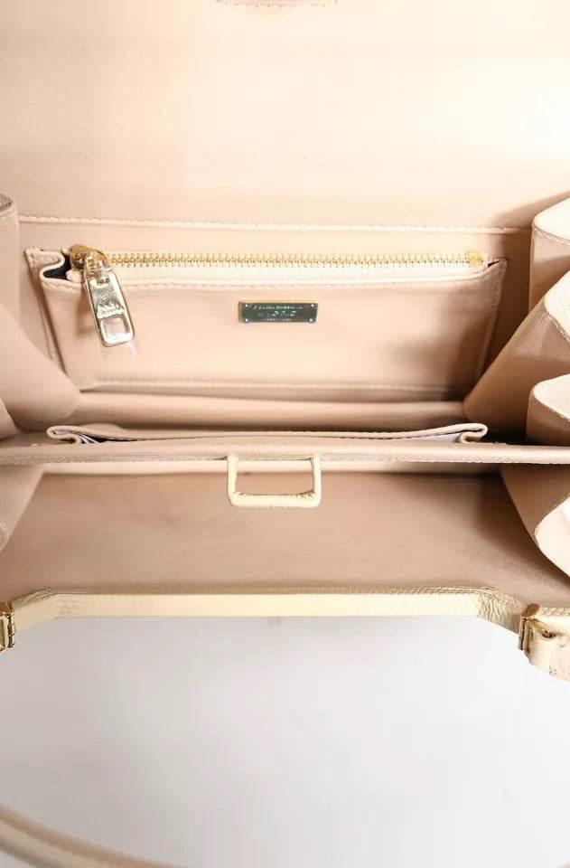 Dolce & Gabbana Beige Leather Ingrid Top Handle Shoulder Bag - Hilstor