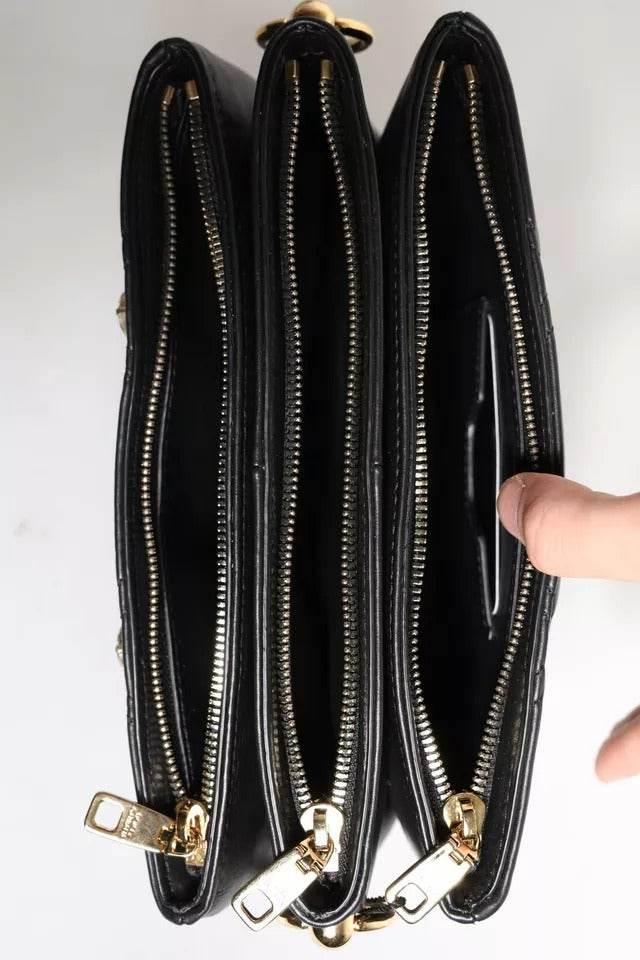 Dolce & Gabbana Black Leather Crystal Embellished Logo Shoulder Bag - Hilstor