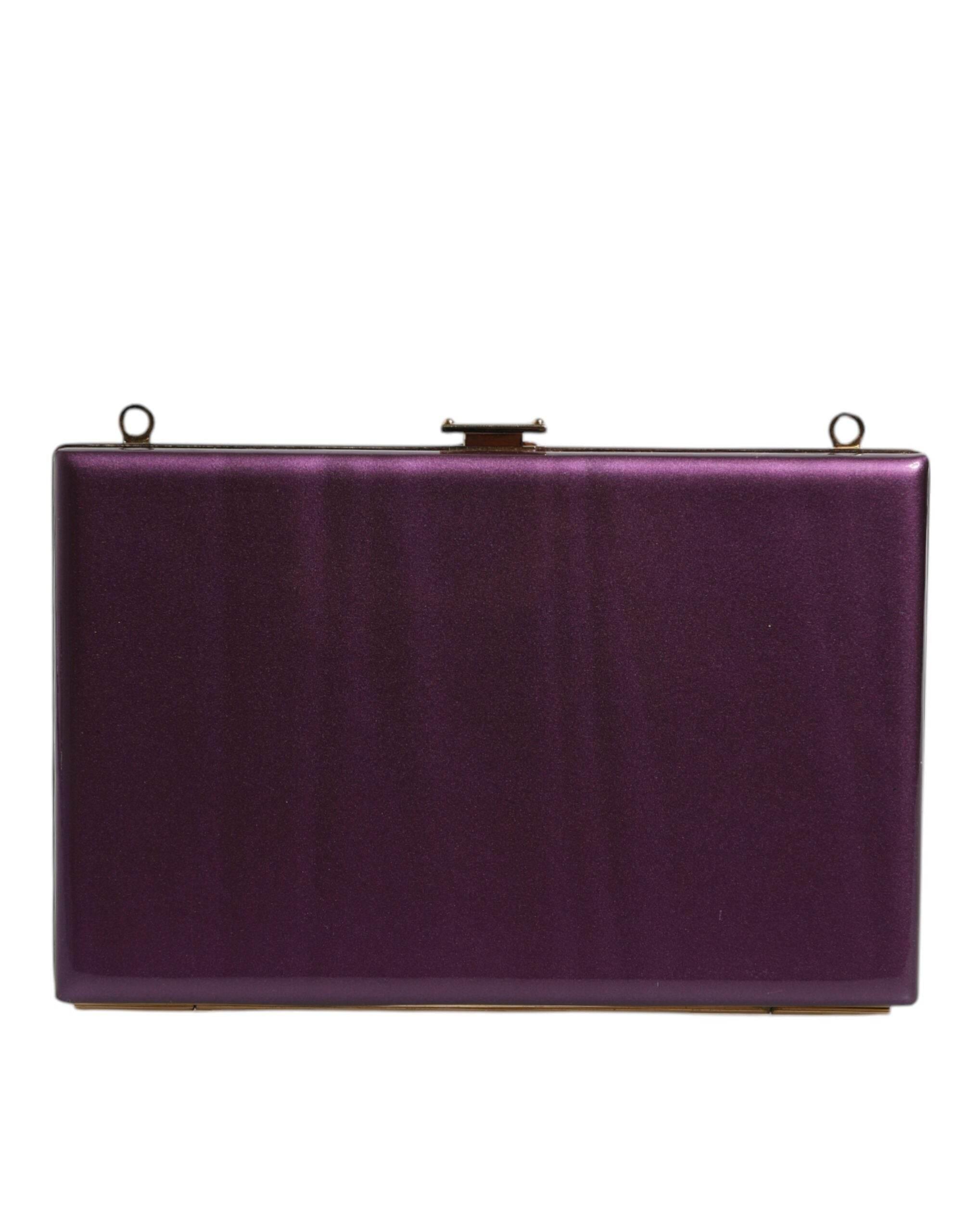 Dolce & Gabbana Purple Leather Clutch Evening Crossbody Bag - Hilstor