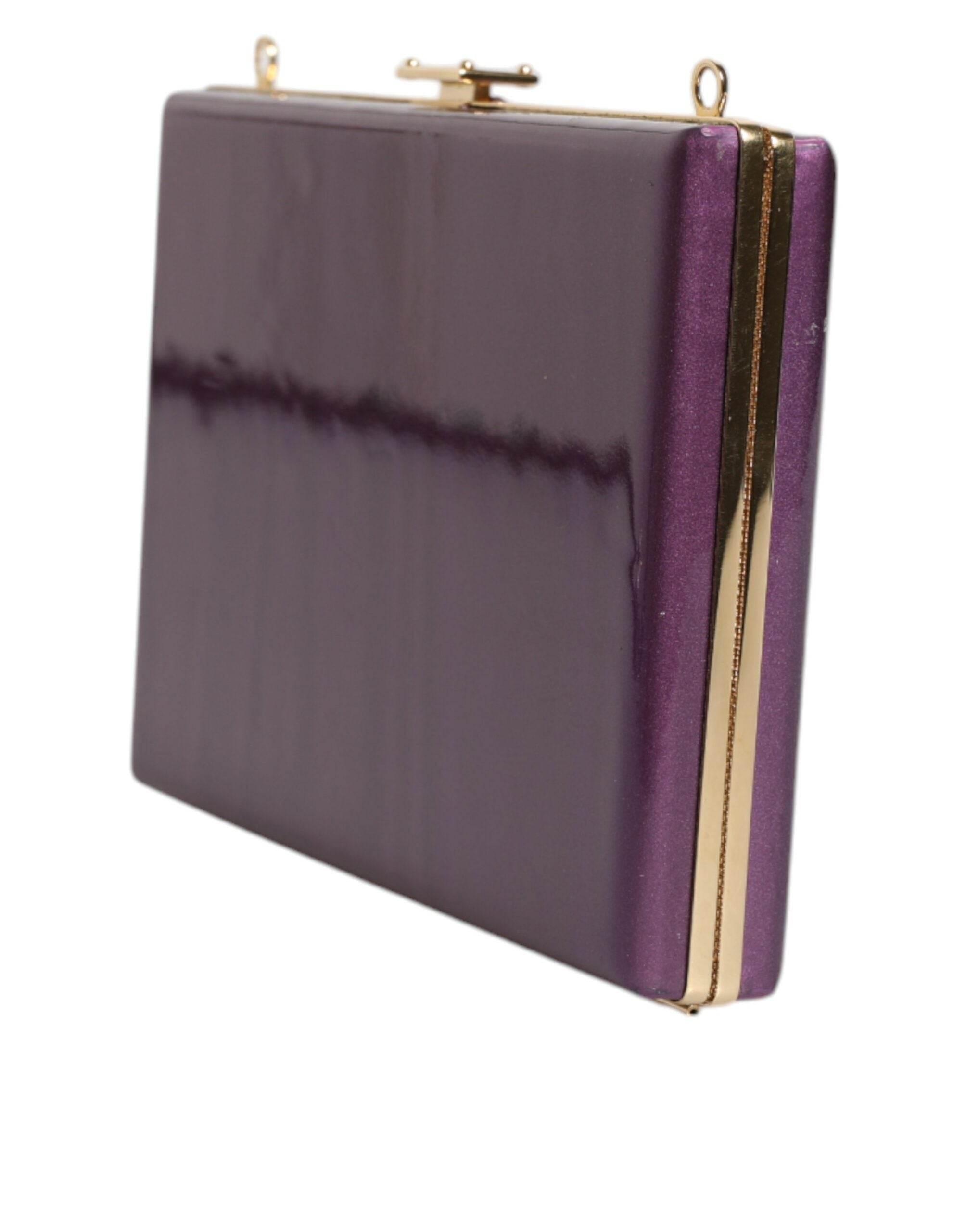 Dolce & Gabbana Purple Leather Clutch Evening Crossbody Bag - Hilstor
