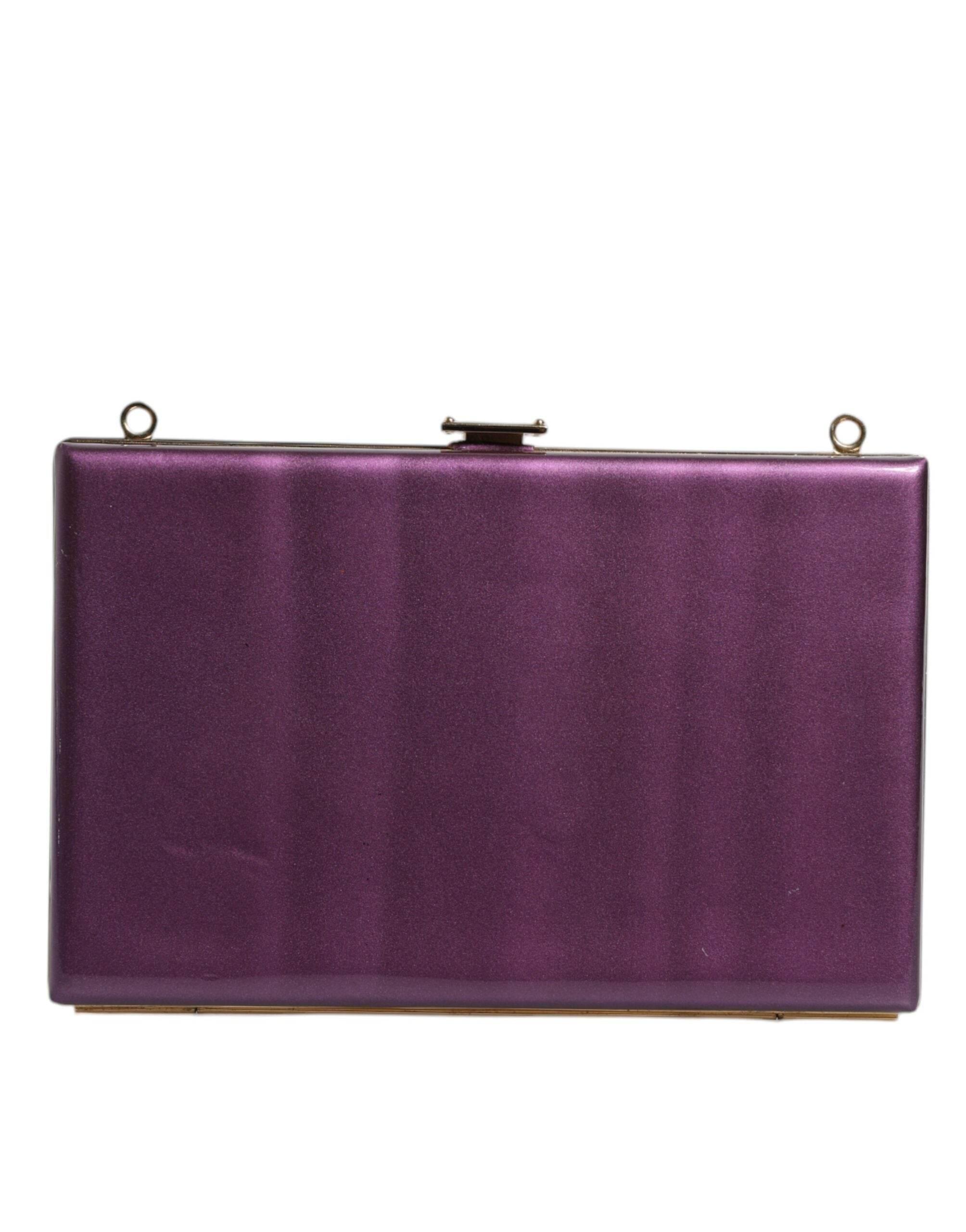 Dolce & Gabbana Purple Leather Clutch Evening Crossbody Bag - Hilstor