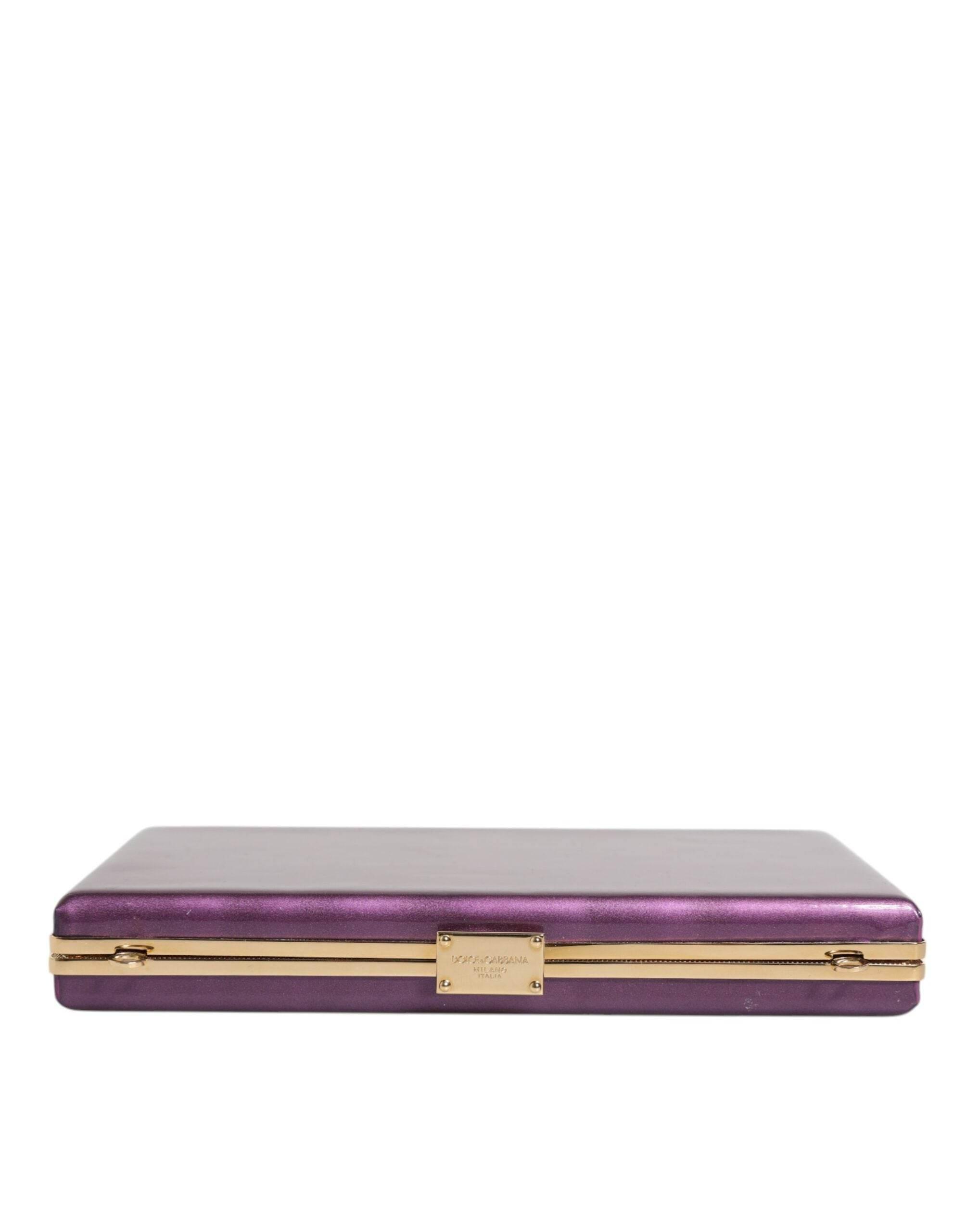 Dolce & Gabbana Purple Leather Clutch Evening Crossbody Bag - Hilstor
