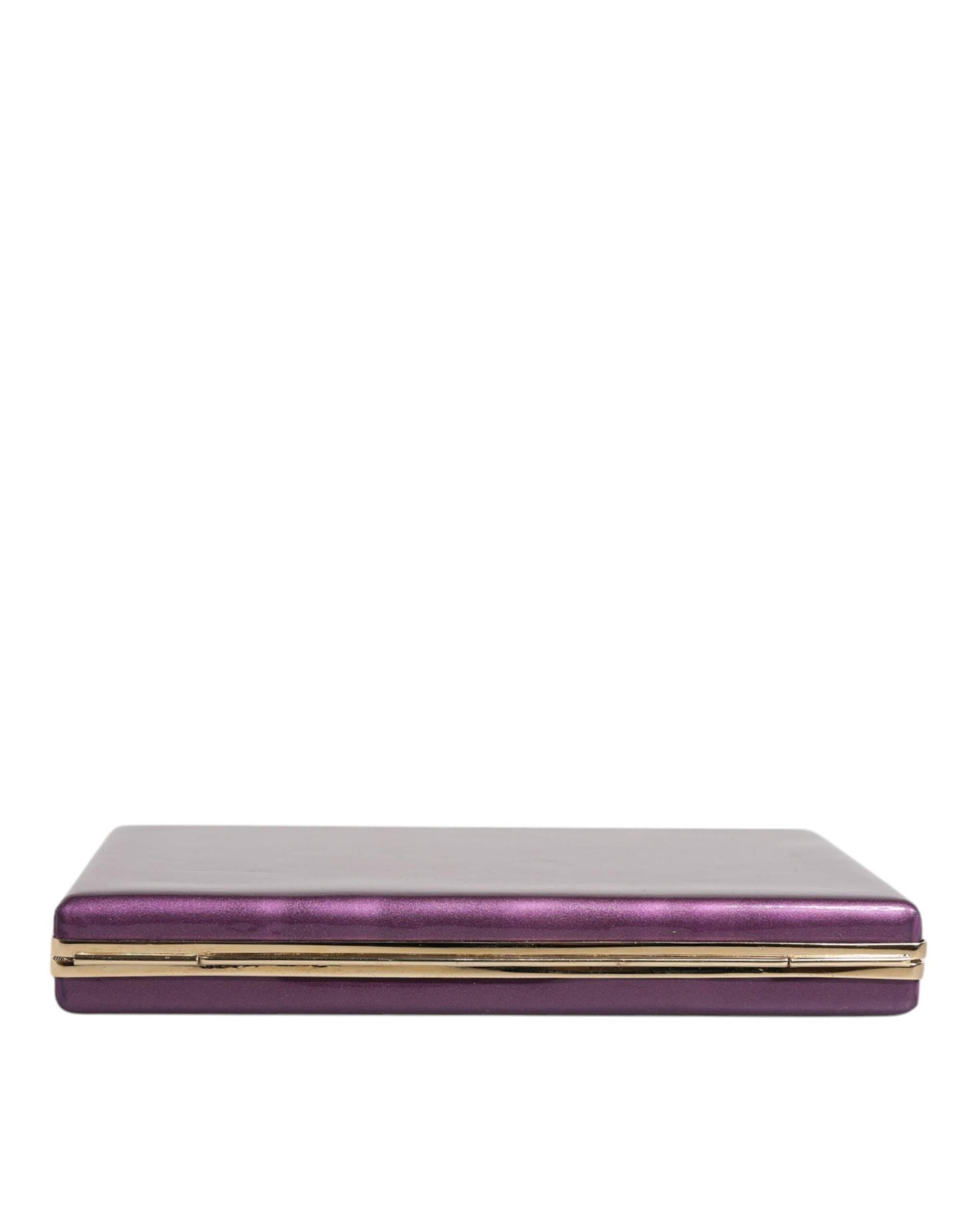Dolce & Gabbana Purple Leather Clutch Evening Crossbody Bag - Hilstor