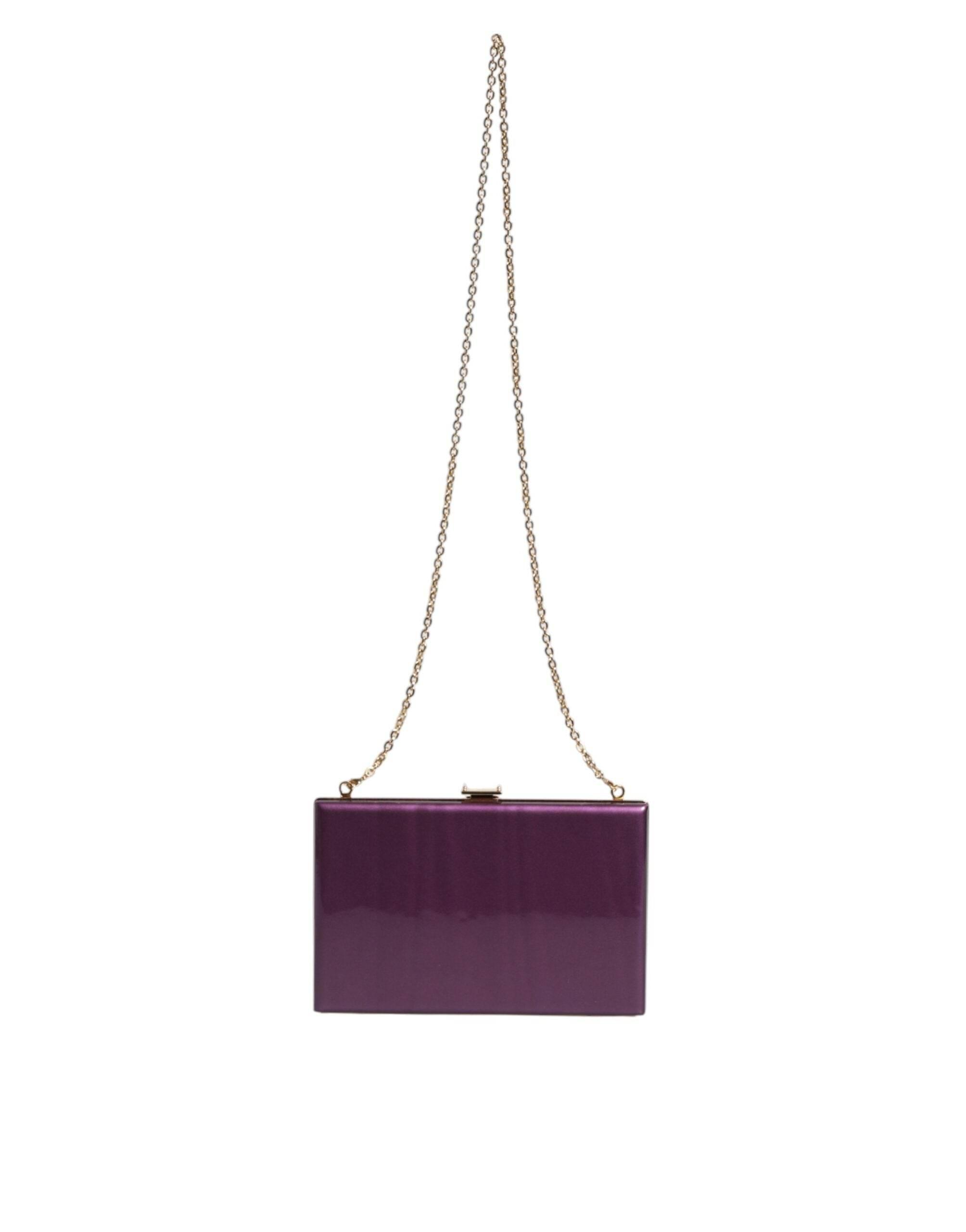 Dolce & Gabbana Purple Leather Clutch Evening Crossbody Bag - Hilstor