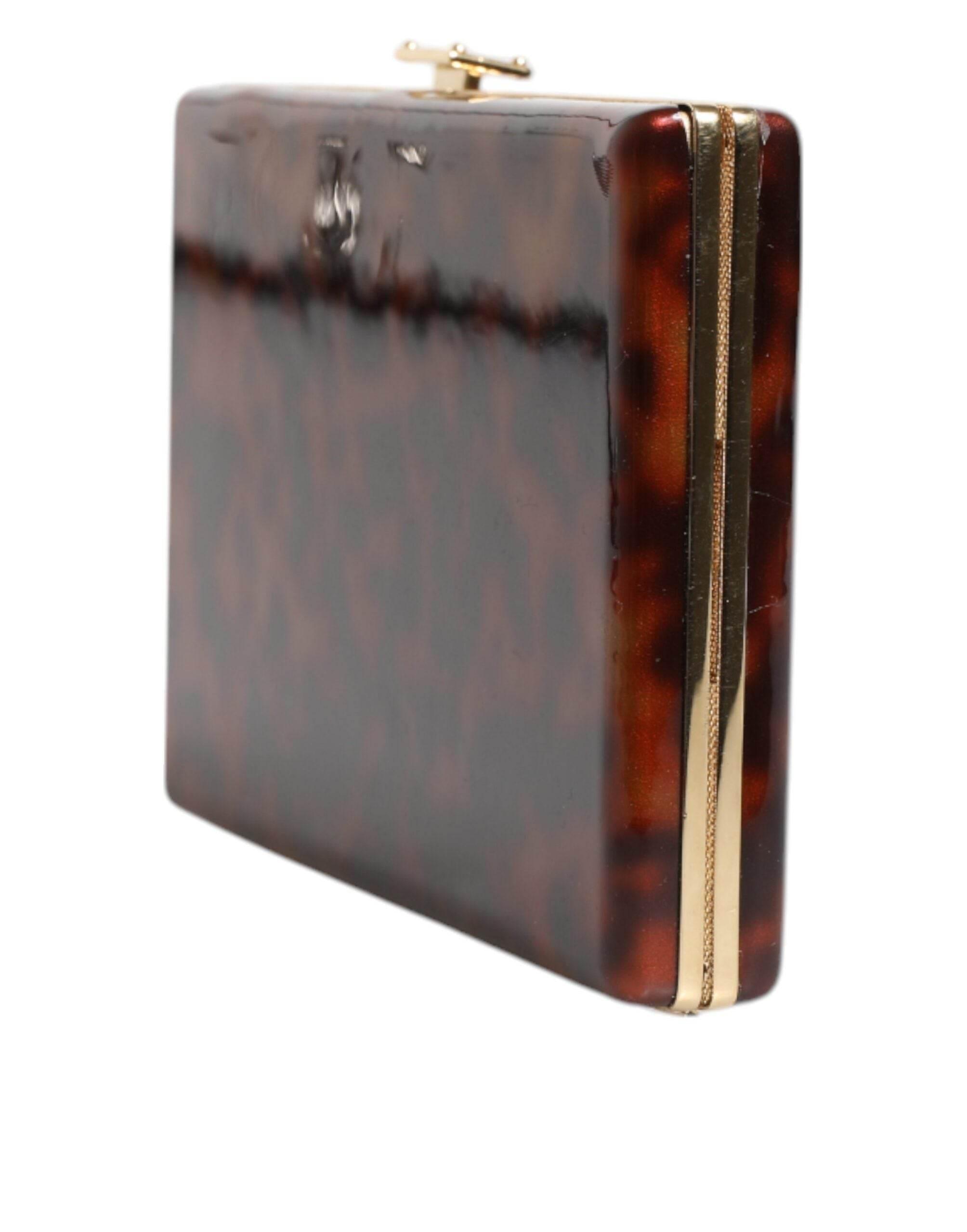 Dolce & Gabbana Brown Leather Clutch Evening Crossbody Bag - Hilstor