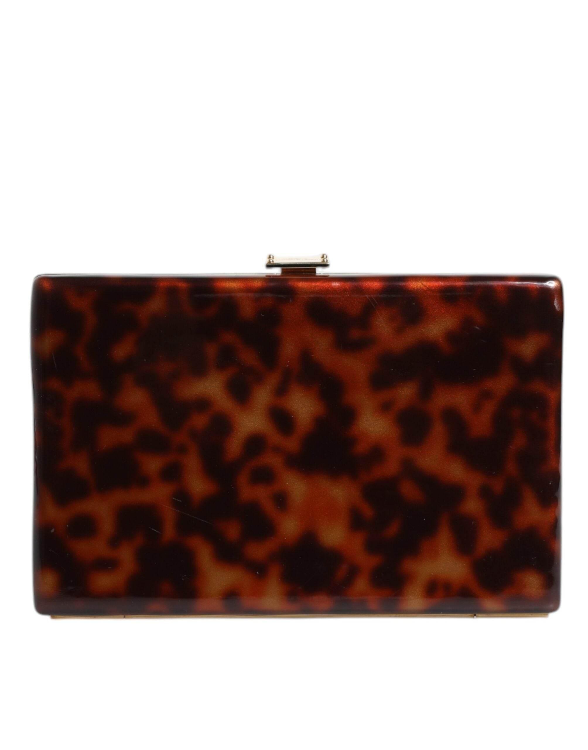 Dolce & Gabbana Brown Leather Clutch Evening Crossbody Bag - Hilstor
