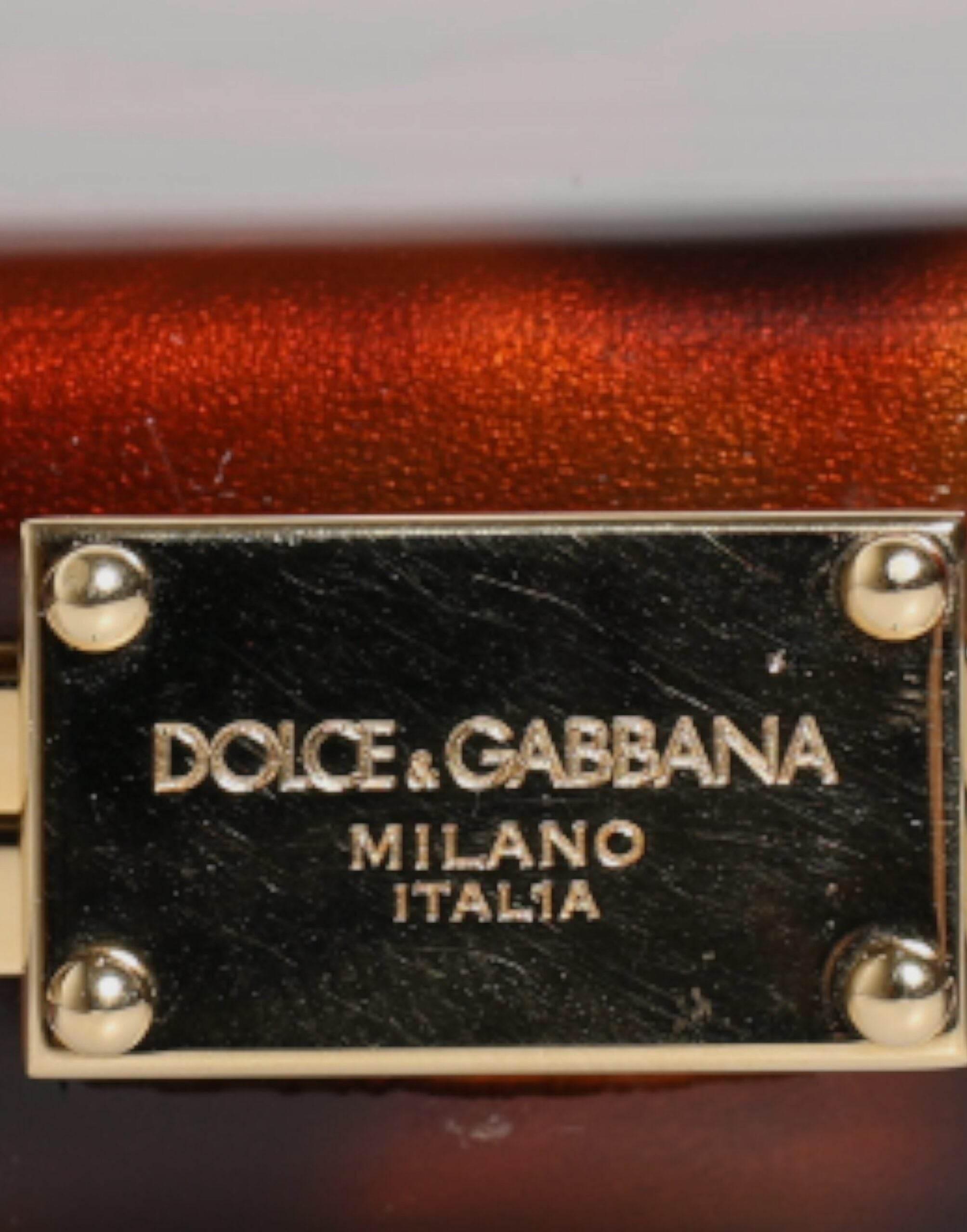 Dolce & Gabbana Brown Leather Clutch Evening Crossbody Bag - Hilstor