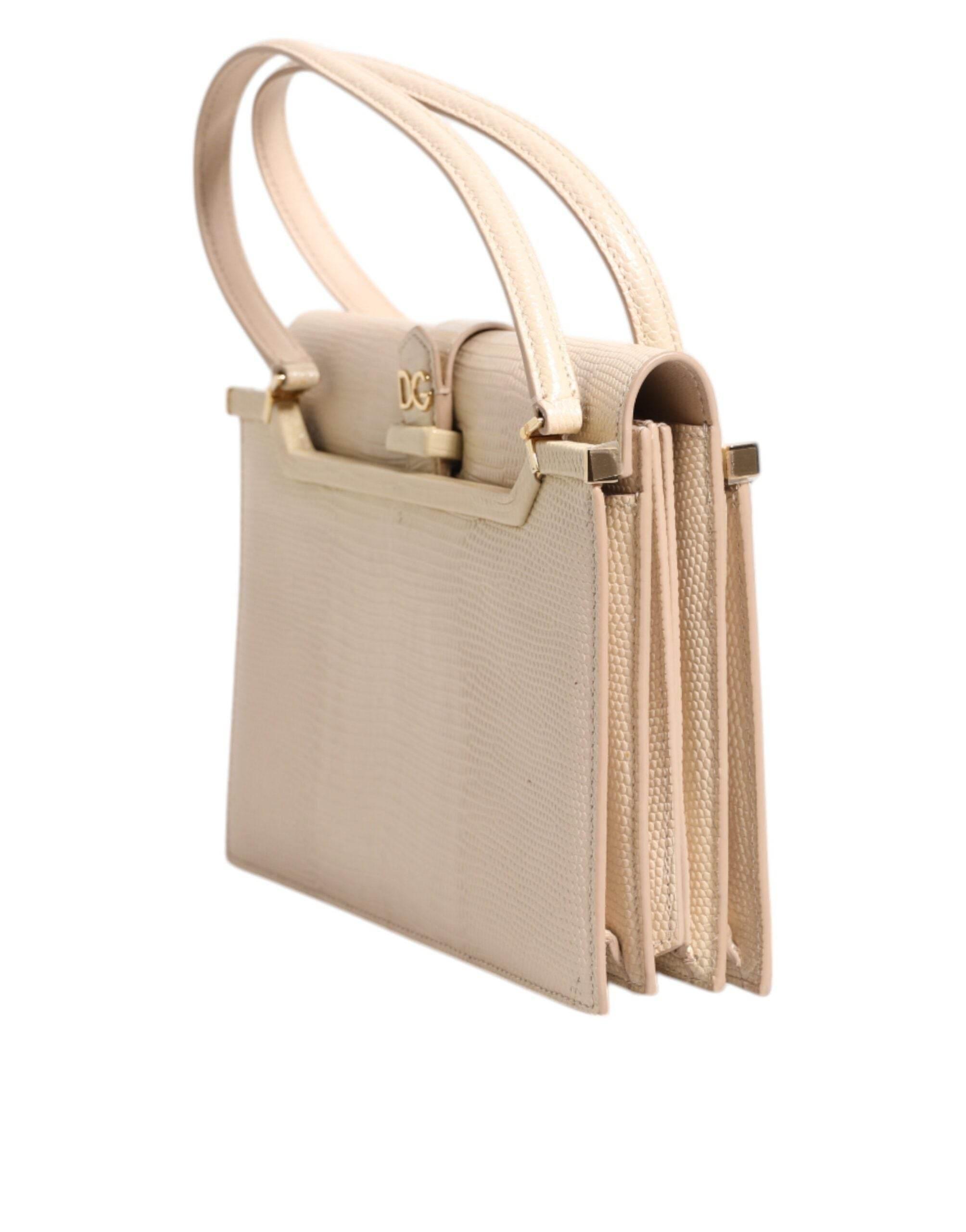 Dolce & Gabbana Beige Leather Ingrid Top Handle Shoulder Bag - Hilstor