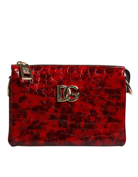 Dolce & Gabbana Red Exotic Leather DG Logo Women Crossbody Bag - Hilstor
