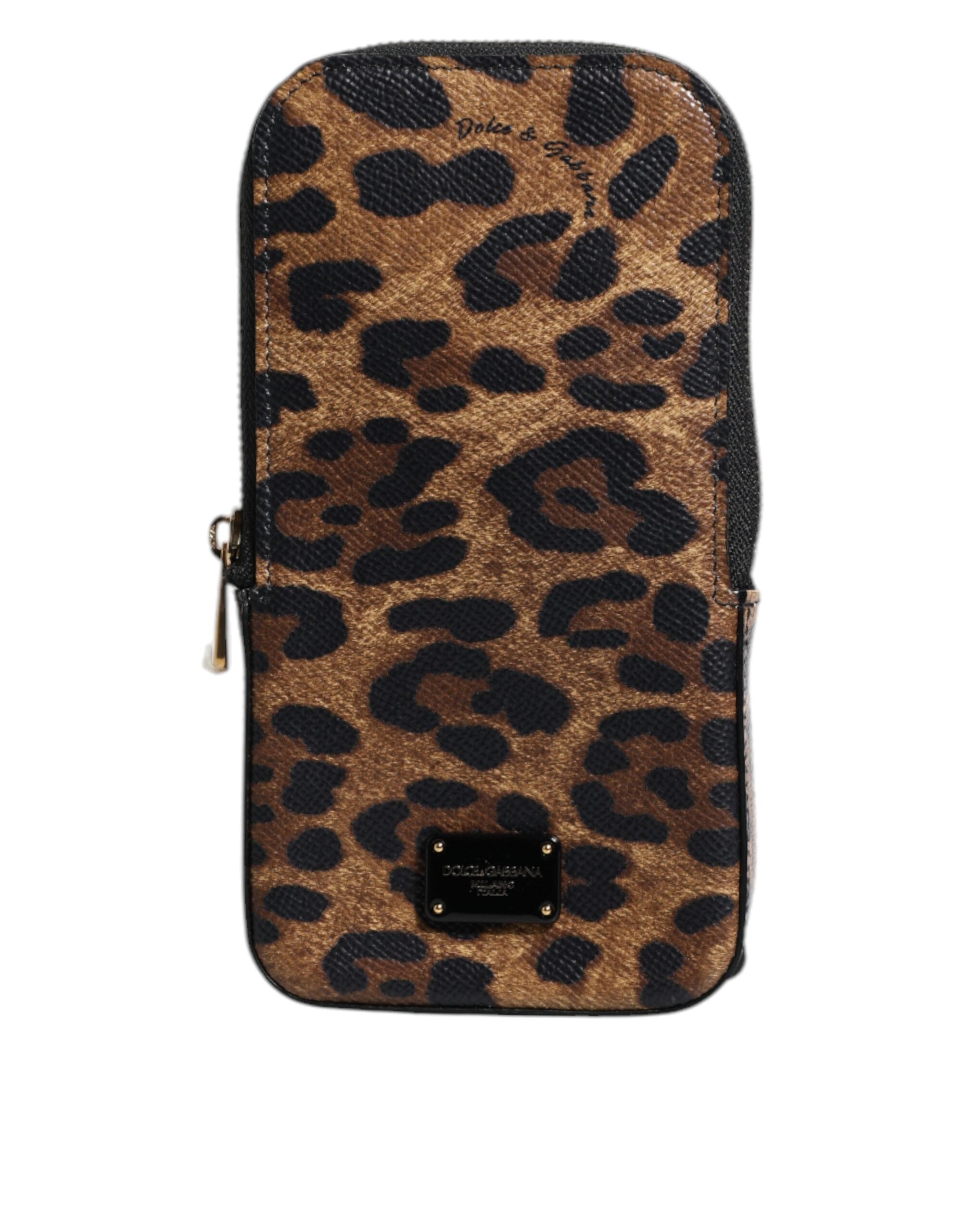 Dolce & Gabbana brun leopardprint Dauphine læder lynlås omkring tegnebog