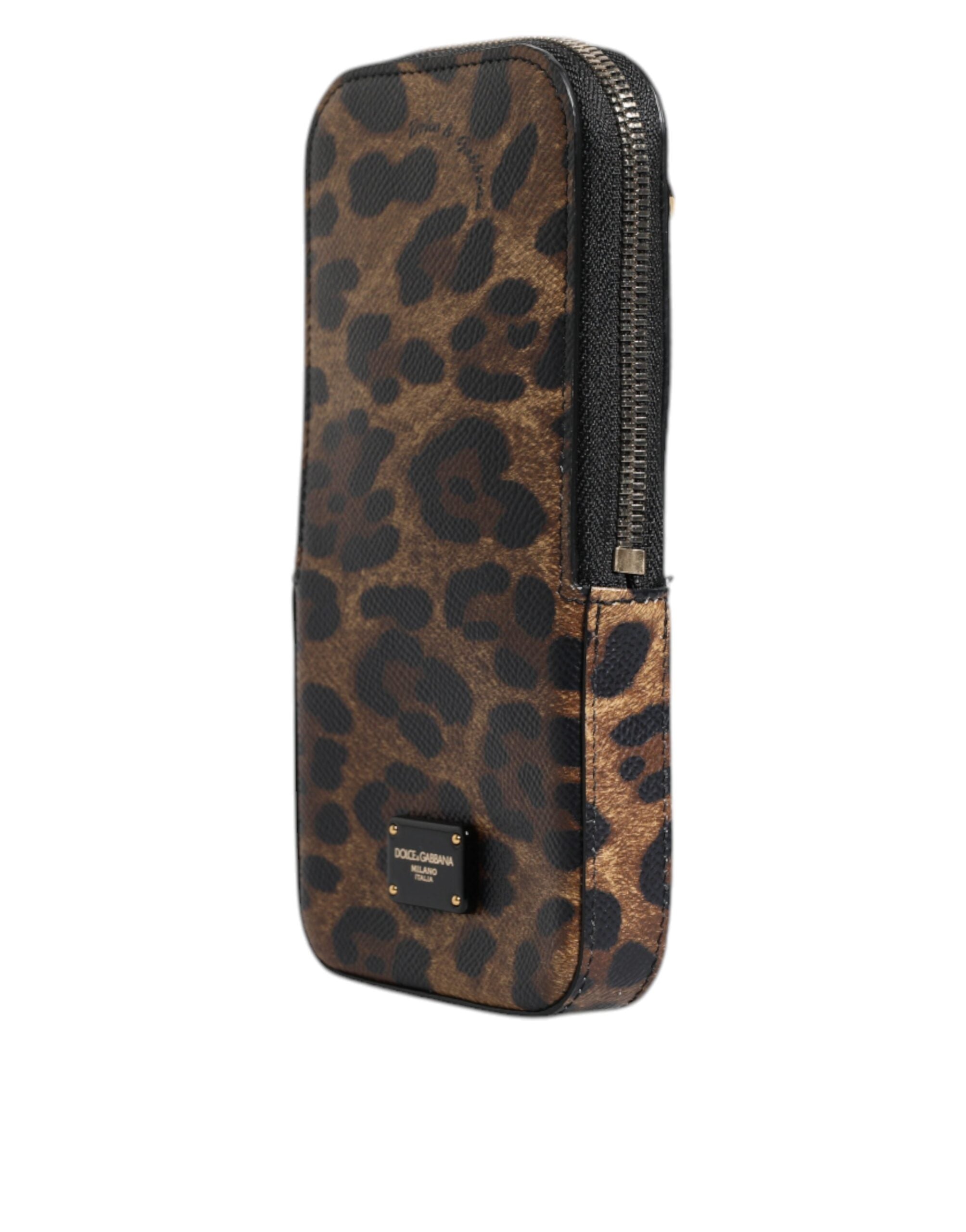 Dolce & Gabbana brun leopardprint Dauphine læder lynlås omkring tegnebog