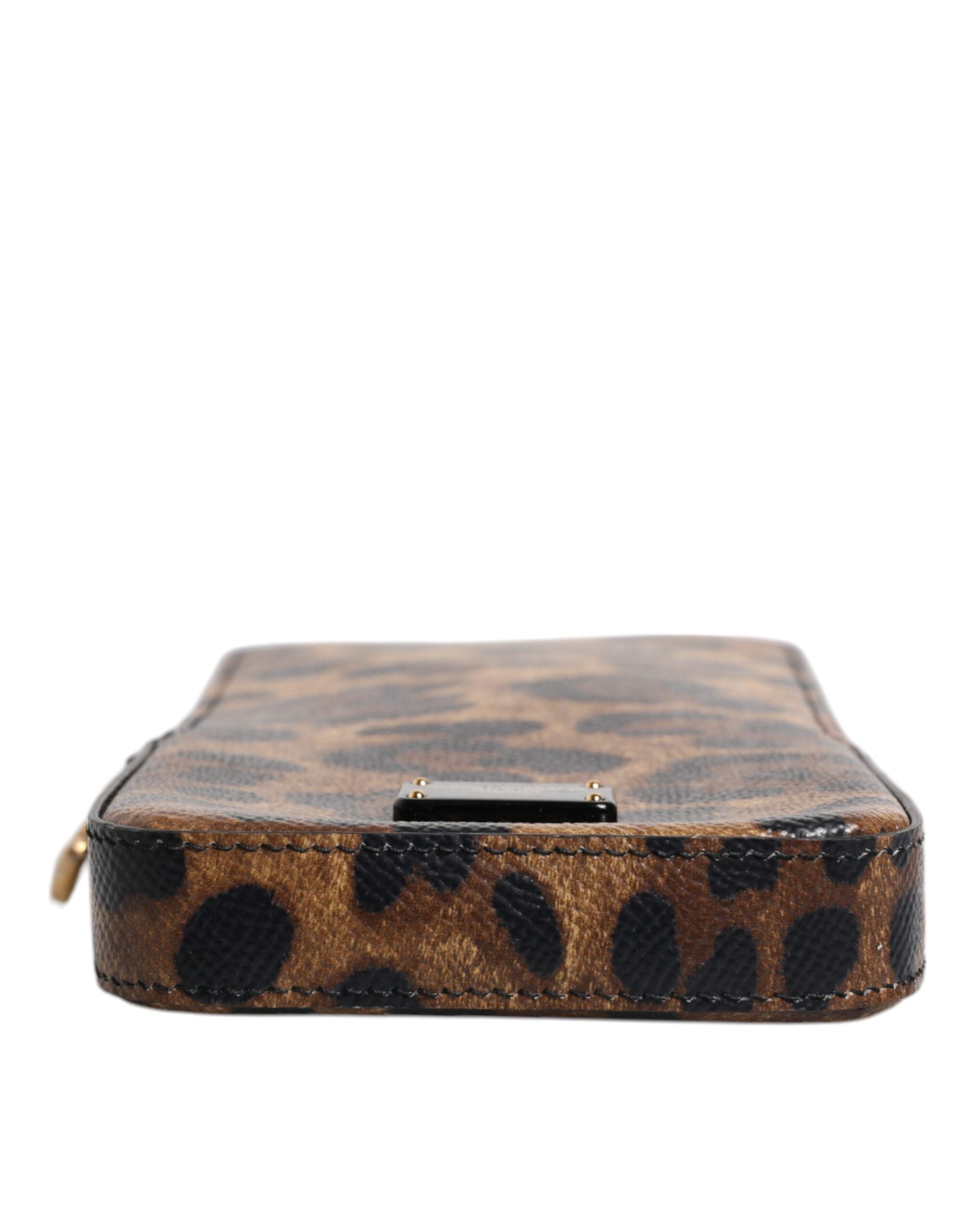 Dolce & Gabbana brun leopardprint Dauphine læder lynlås omkring tegnebog