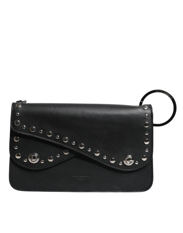 Dolce & Gabbana Black Small Leather Studded Shoulder Crossbody Bag - Hilstor