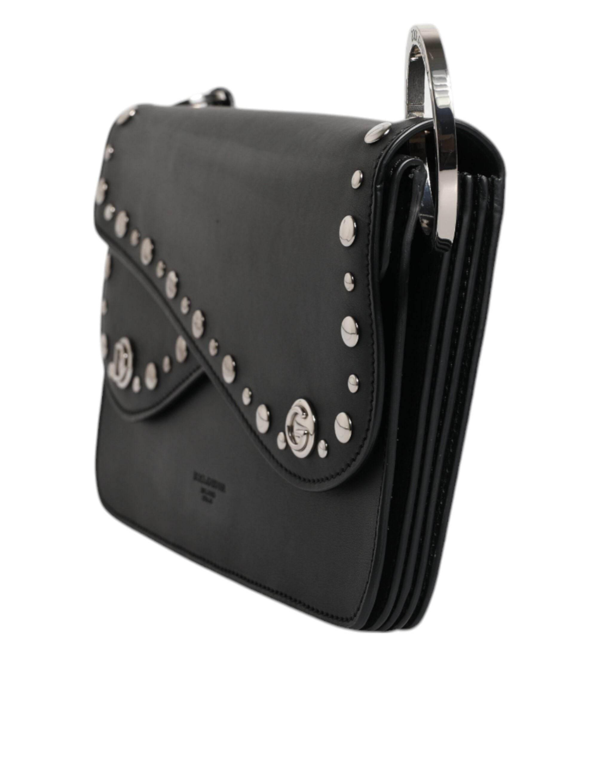Dolce & Gabbana Black Small Leather Studded Shoulder Crossbody Bag - Hilstor