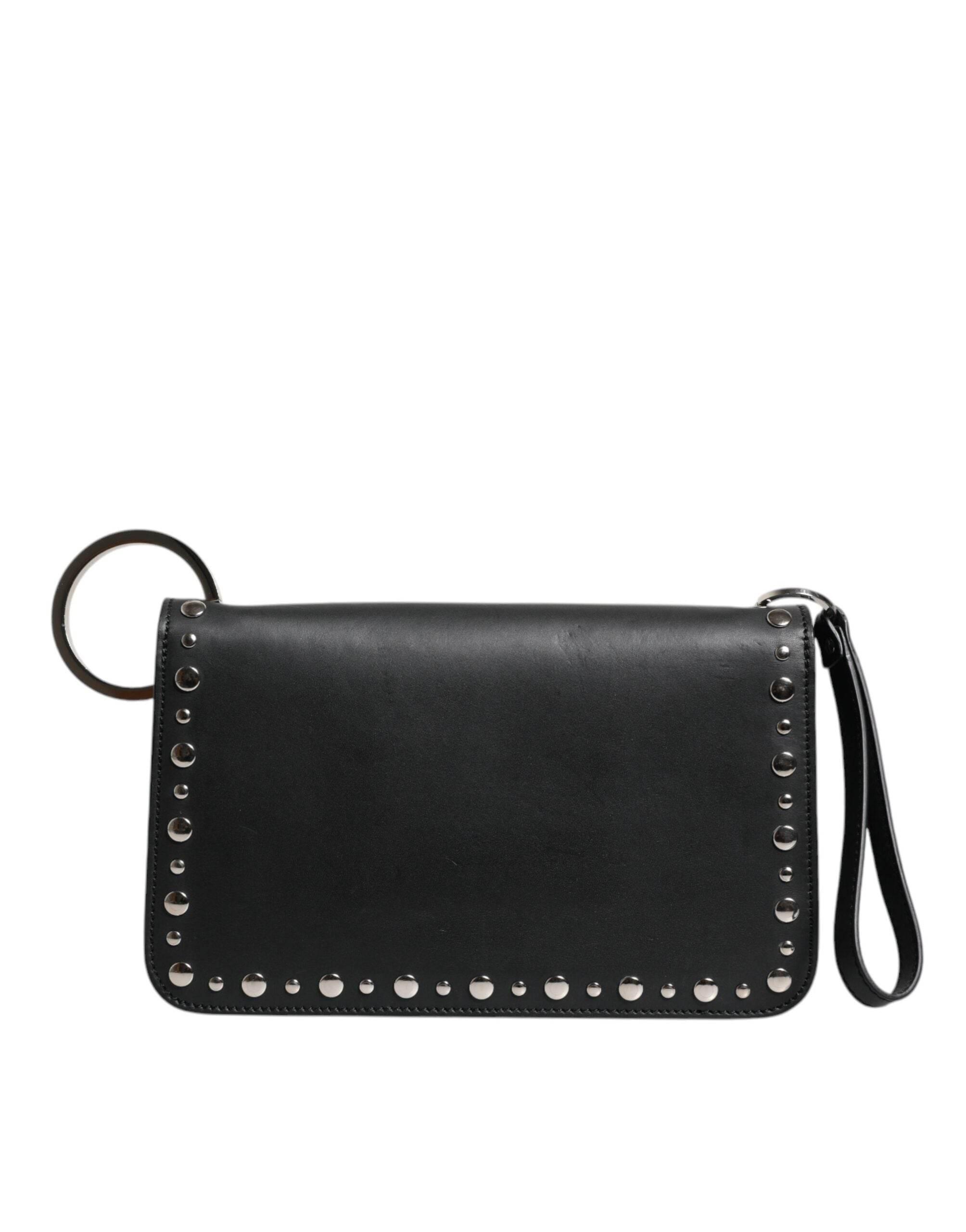 Dolce & Gabbana Black Small Leather Studded Shoulder Crossbody Bag - Hilstor