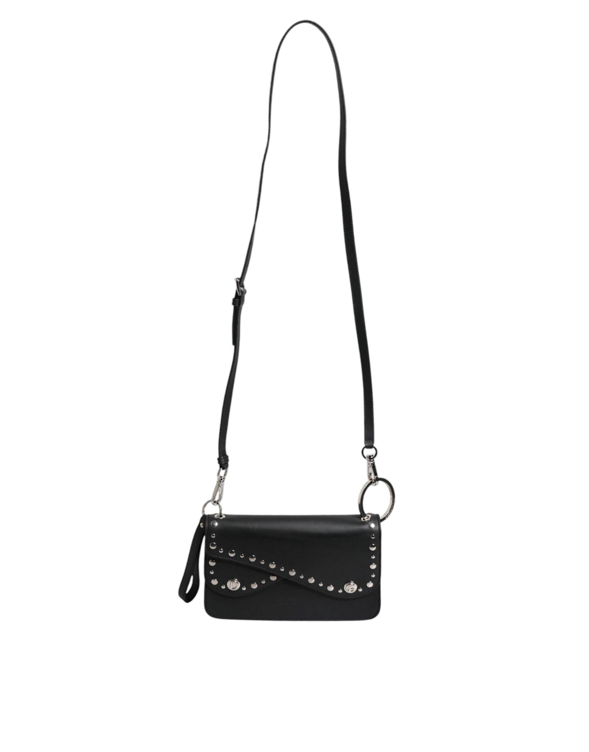 Dolce & Gabbana Black Small Leather Studded Shoulder Crossbody Bag - Hilstor