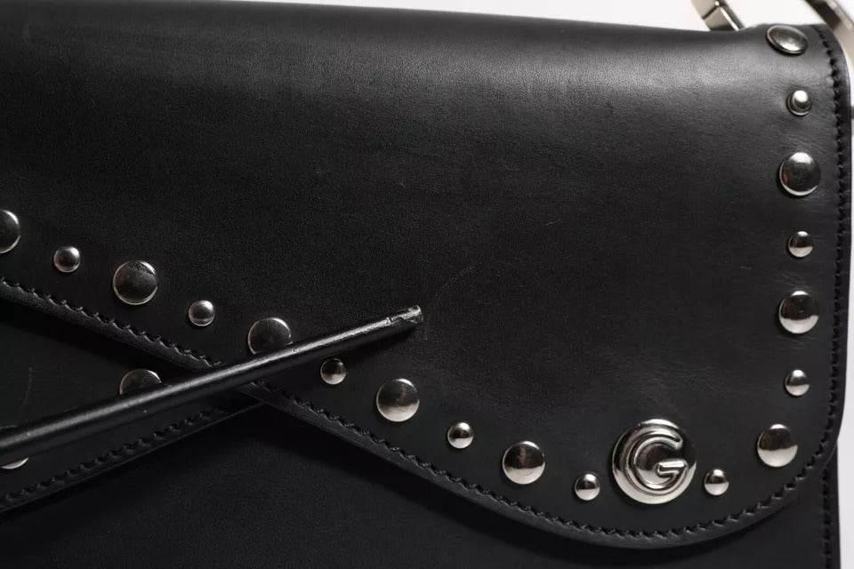 Dolce & Gabbana Black Small Leather Studded Shoulder Crossbody Bag - Hilstor