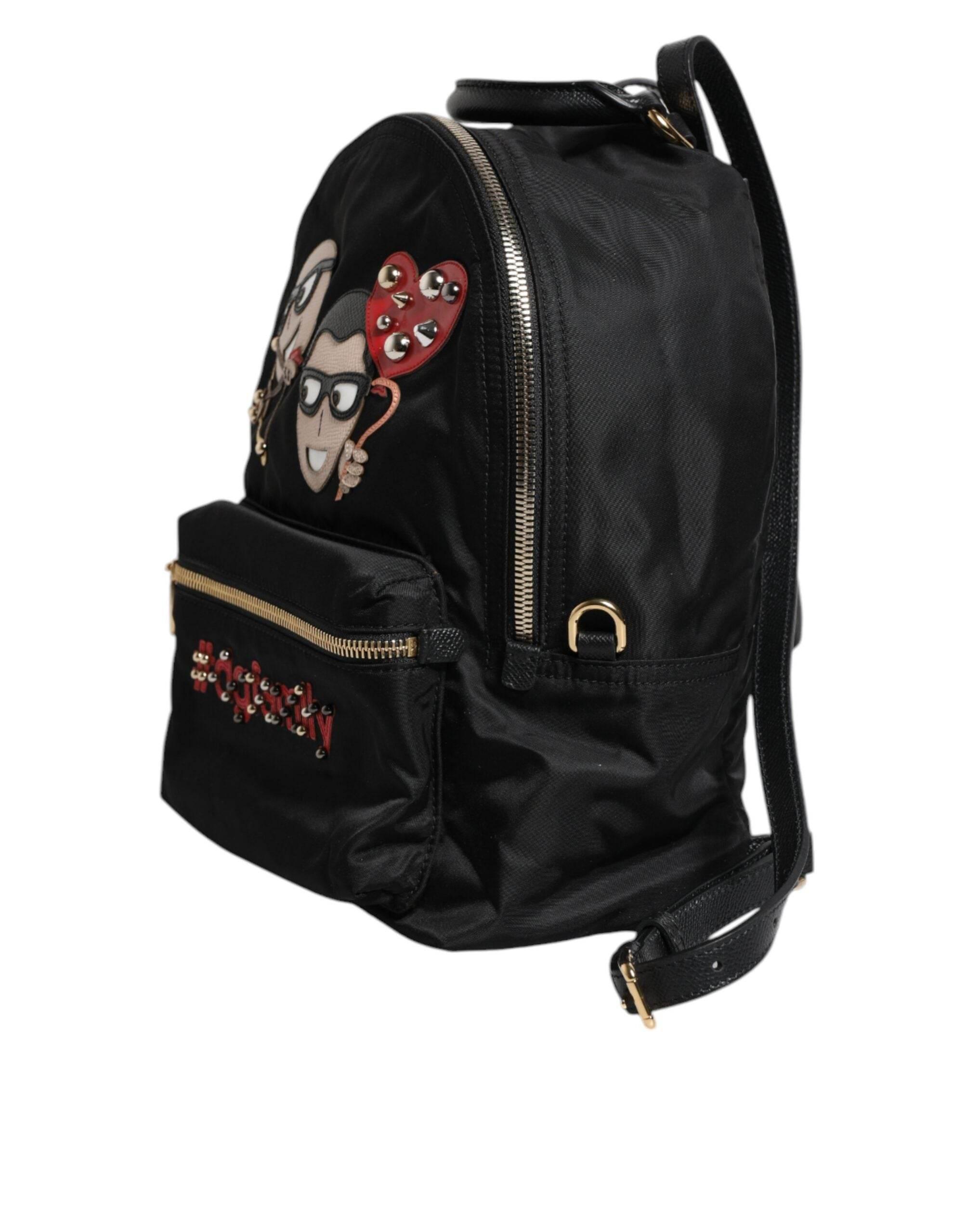 Dolce & Gabbana Black Nylon #DGFAMILY VULCANO Embellished Backpack Bag - Hilstor