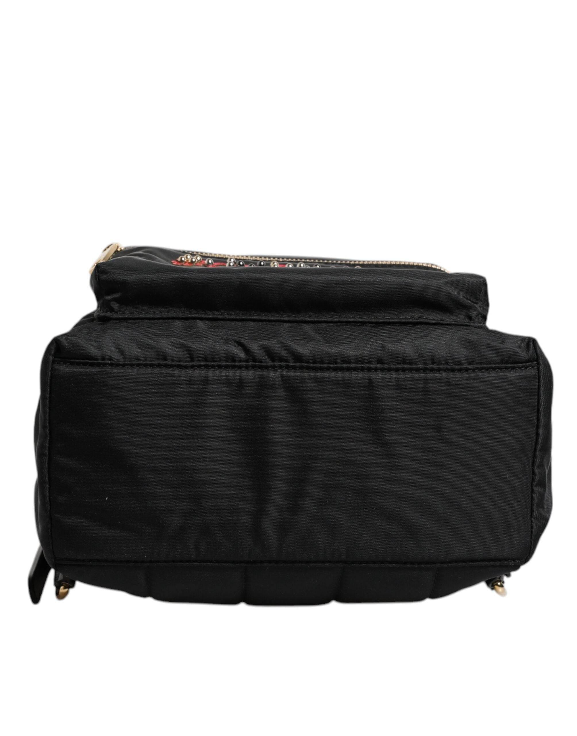 Dolce & Gabbana Black Nylon #DGFAMILY VULCANO Embellished Backpack Bag - Hilstor