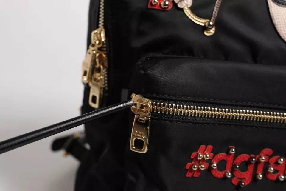 Dolce & Gabbana Black Nylon #DGFAMILY VULCANO Embellished Backpack Bag - Hilstor