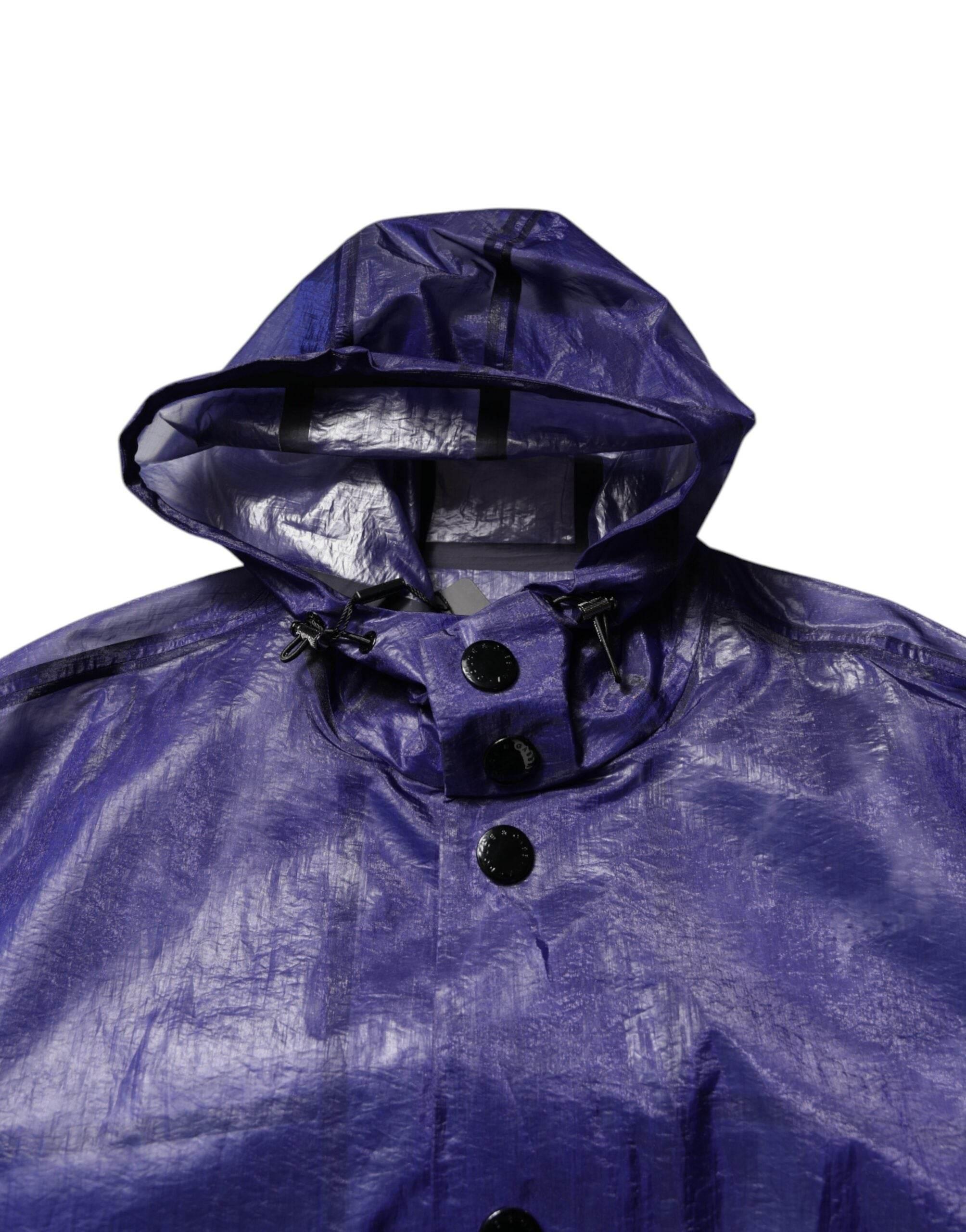 Dolce & Gabbana Dark Blue Cotton Hooded Men Raincoat Jacket - Hilstor