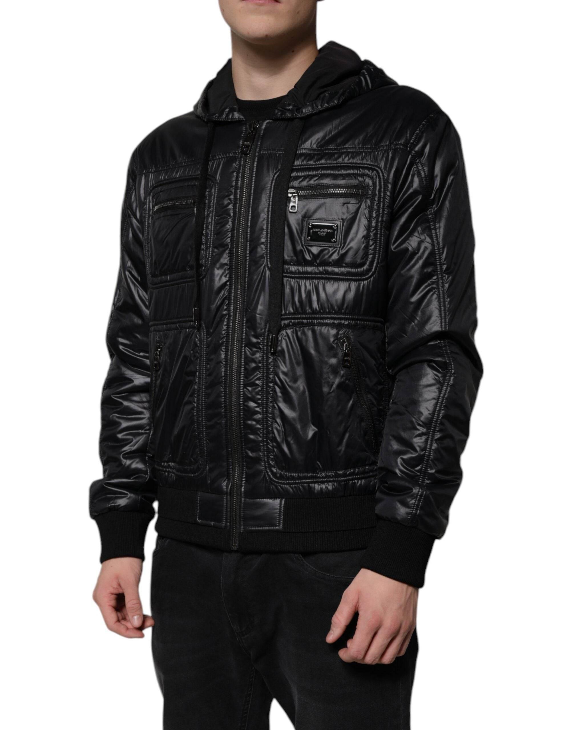 Dolce & Gabbana Black Nylon Hooded Full Zip Blouson Jacket - Hilstor