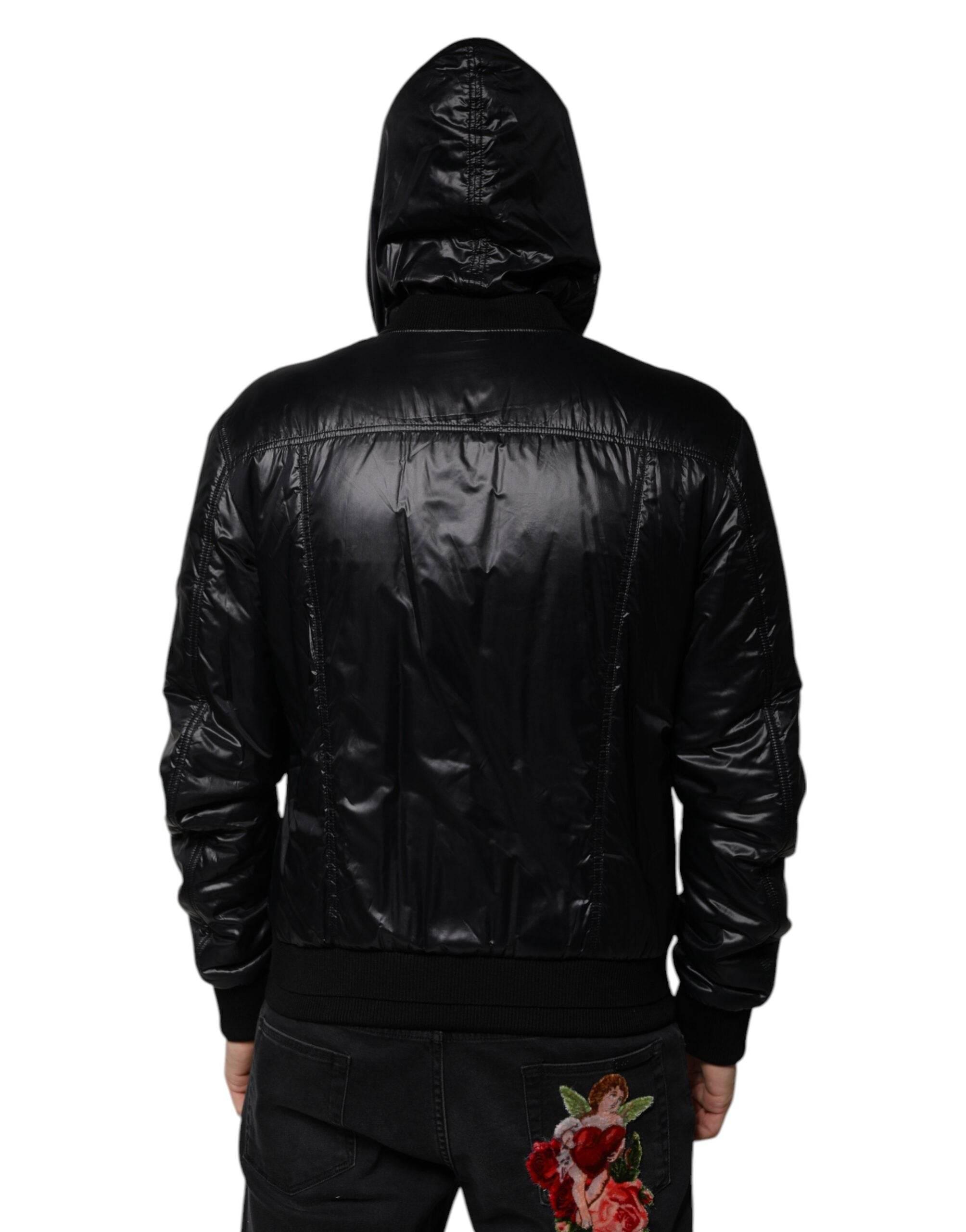 Dolce & Gabbana Black Nylon Hooded Full Zip Blouson Jacket - Hilstor