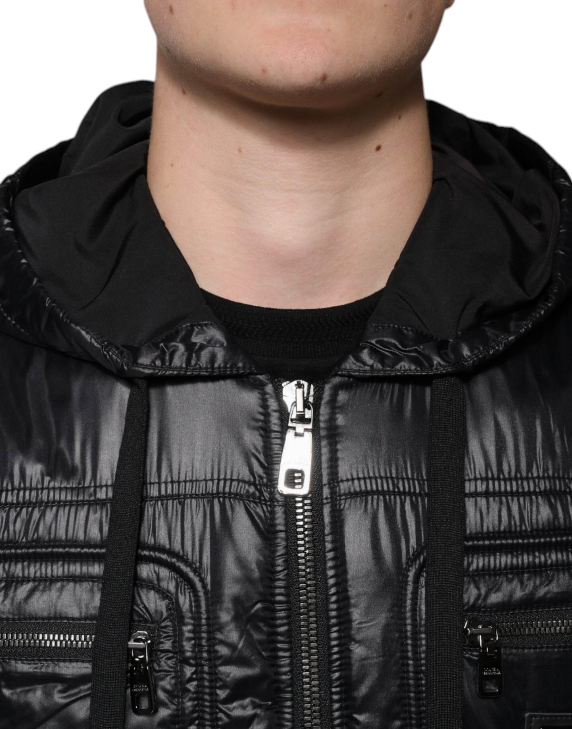Dolce & Gabbana Black Nylon Hooded Full Zip Blouson Jacket - Hilstor