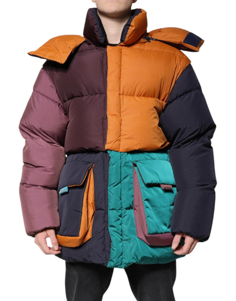 Dolce & Gabbana Multicolor Quilted Hooded Puffer Jacket - Hilstor
