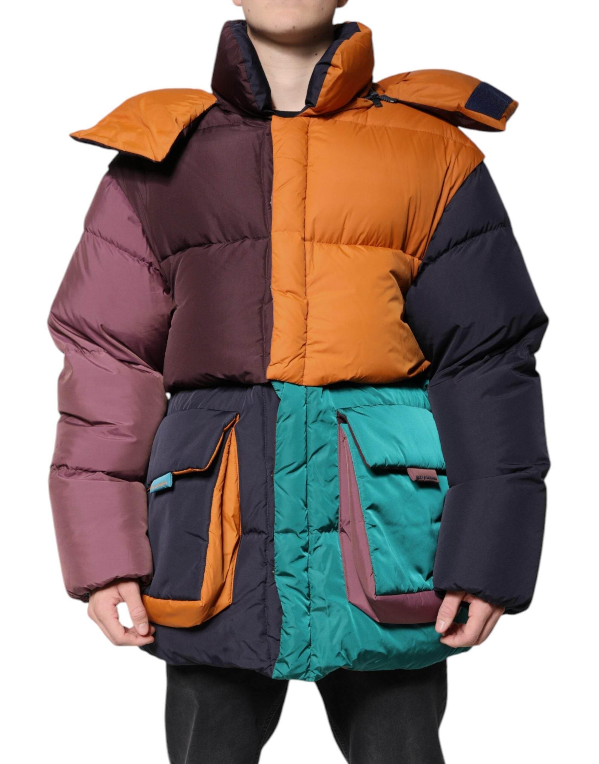 Dolce & Gabbana Multicolor Quilted Hooded Puffer Jacket - Hilstor