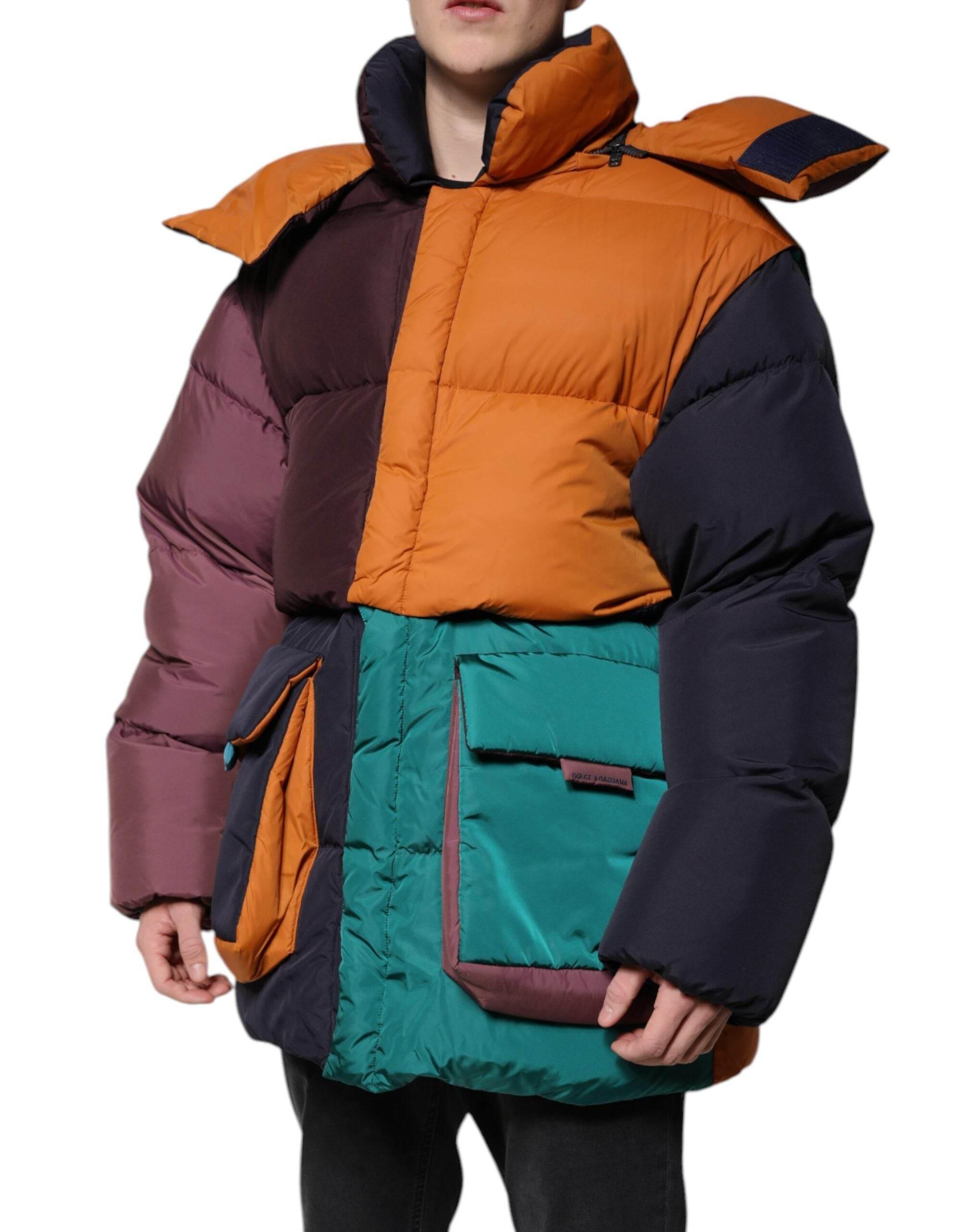 Dolce & Gabbana Multicolor Quilted Hooded Puffer Jacket - Hilstor