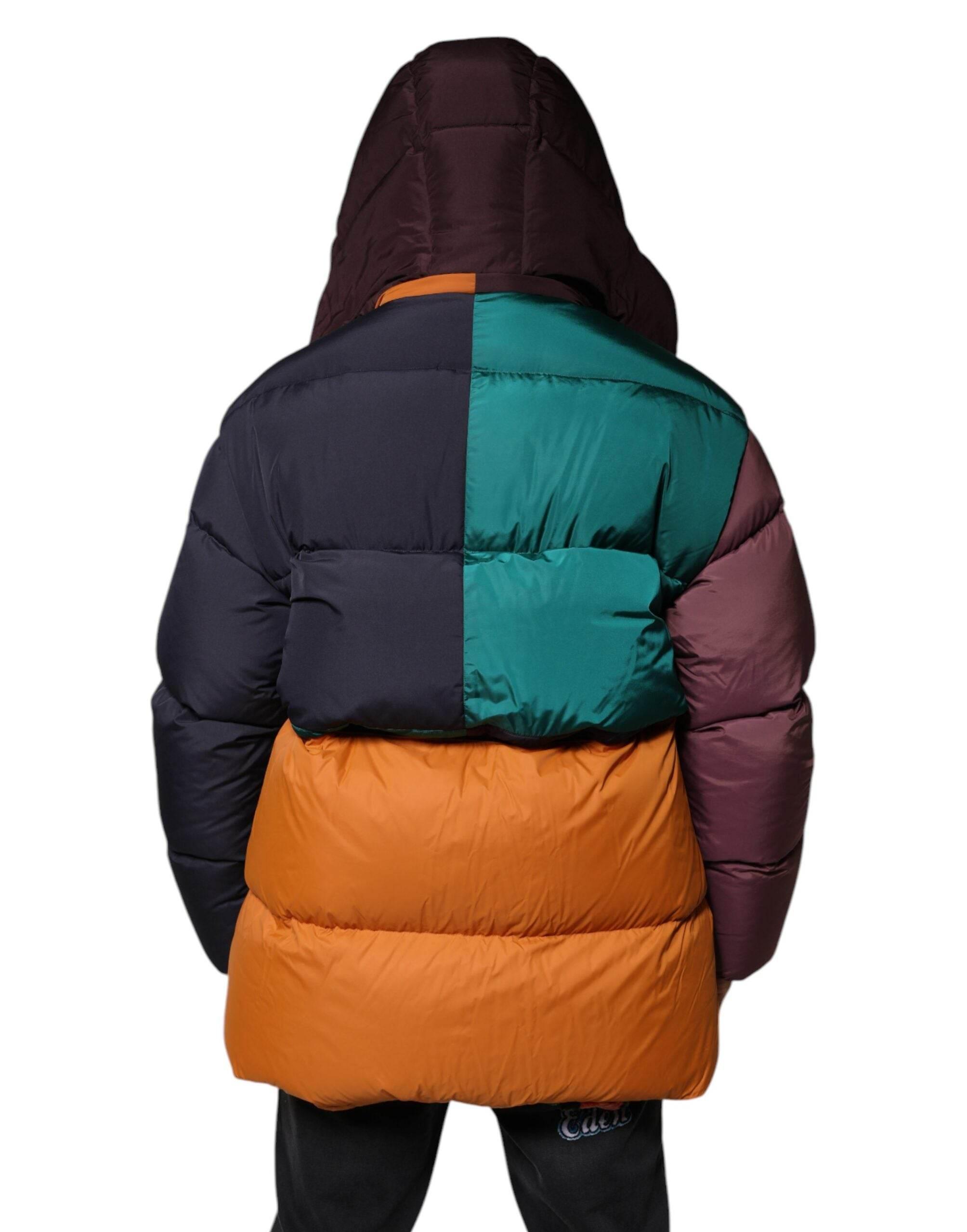 Dolce & Gabbana Multicolor Quilted Hooded Puffer Jacket - Hilstor