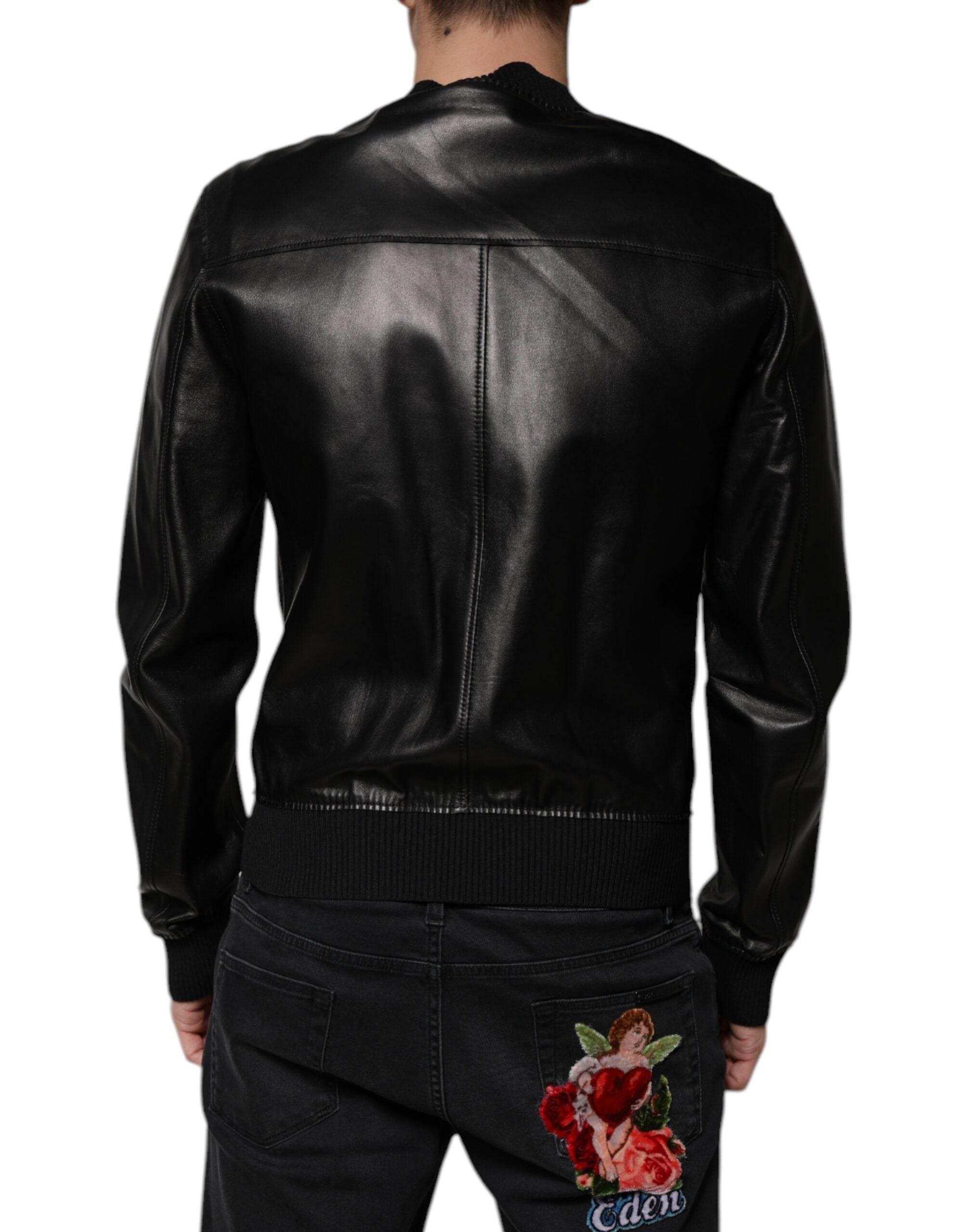 Dolce & Gabbana Black Leather Full Zip Biker Blouson Jacket - Hilstor