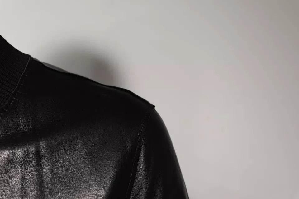 Dolce & Gabbana Black Leather Full Zip Biker Blouson Jacket - Hilstor