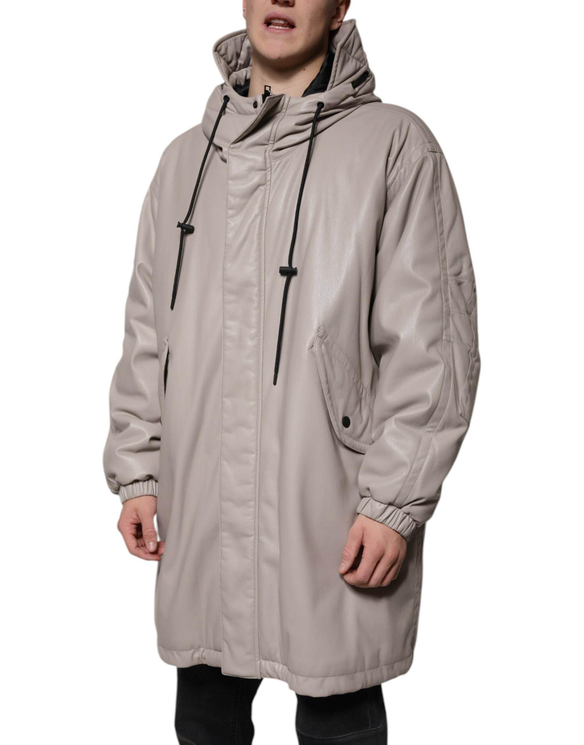 MSGM Beige Full Zip Hooded Long Sleeves Casual Coat Jacket - Hilstor