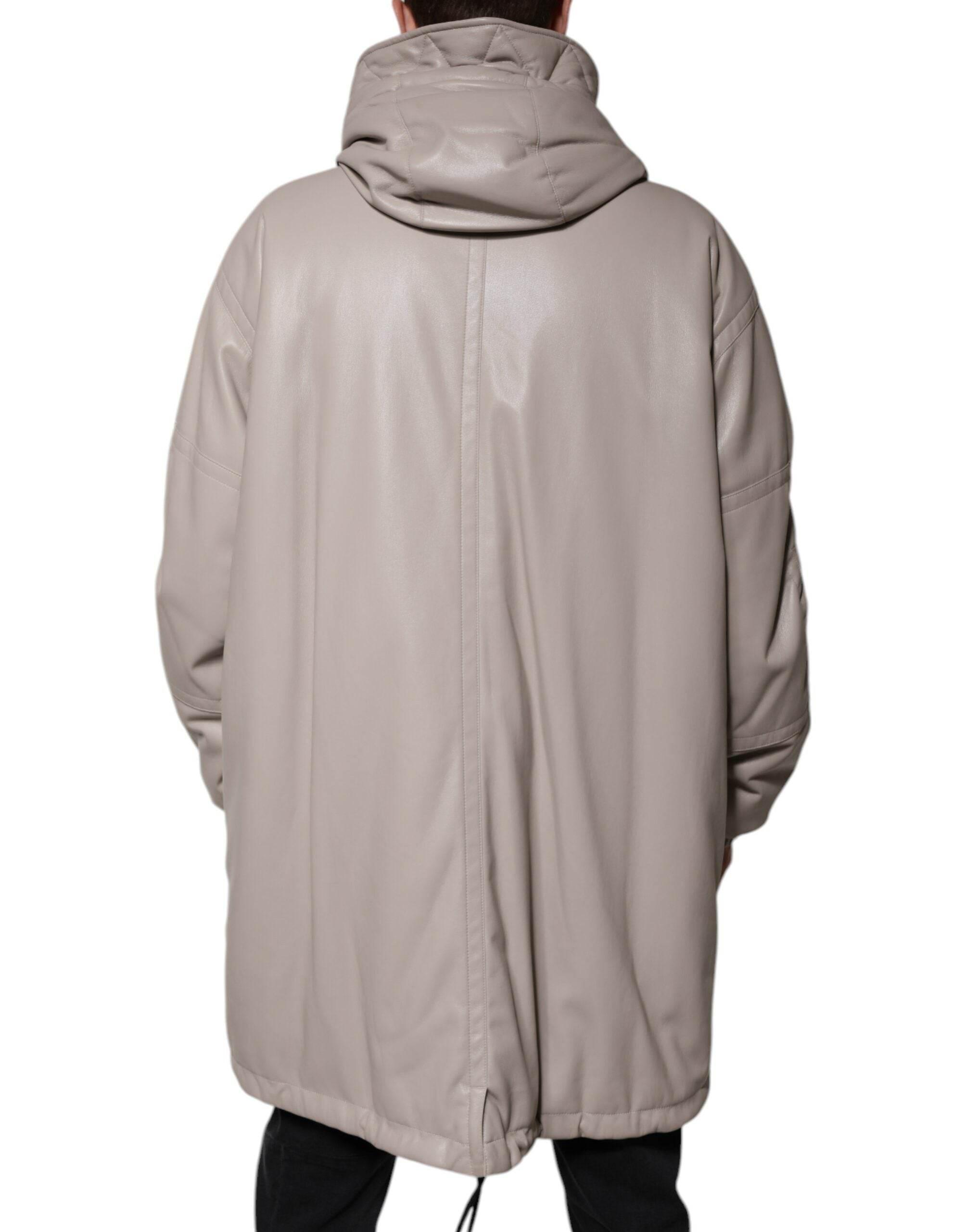 MSGM Beige Full Zip Hooded Long Sleeves Casual Coat Jacket - Hilstor