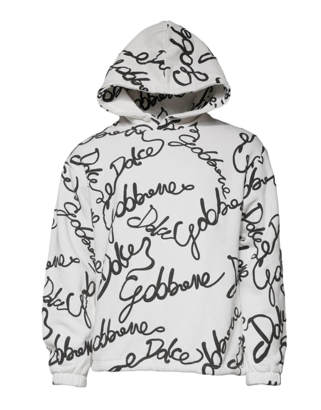 Dolce & Gabbana White Logo Cotton Hooded Sweatshirt Sweater - Hilstor