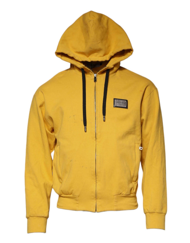 Dolce & Gabbana Yellow Logo Full Zip Hooded Sweatshirt Sweater - Hilstor