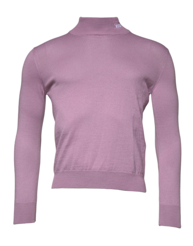 MSGM Purple Wool Knit Turtle Neck Long Sleeve Pullover Sweater - Hilstor