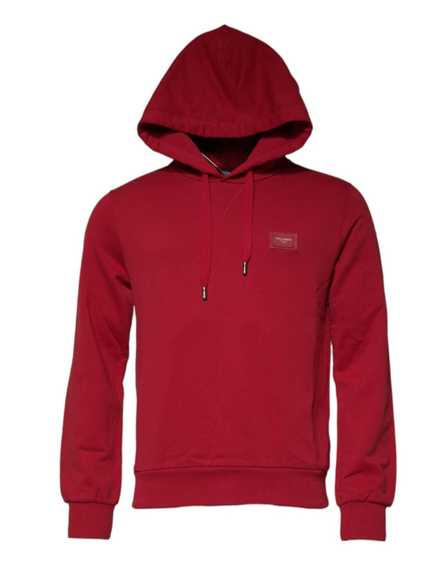Dolce & Gabbana Red Cotton Logo Hooded Sweatshirt Sweater - Hilstor