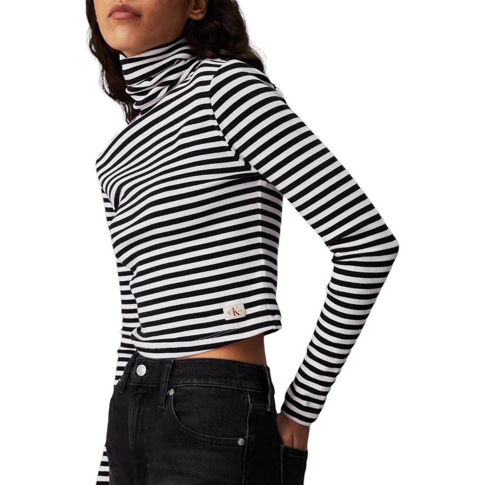 Calvin Klein Jeans Black And White Cotton Tops & T-Shirt - Hilstor