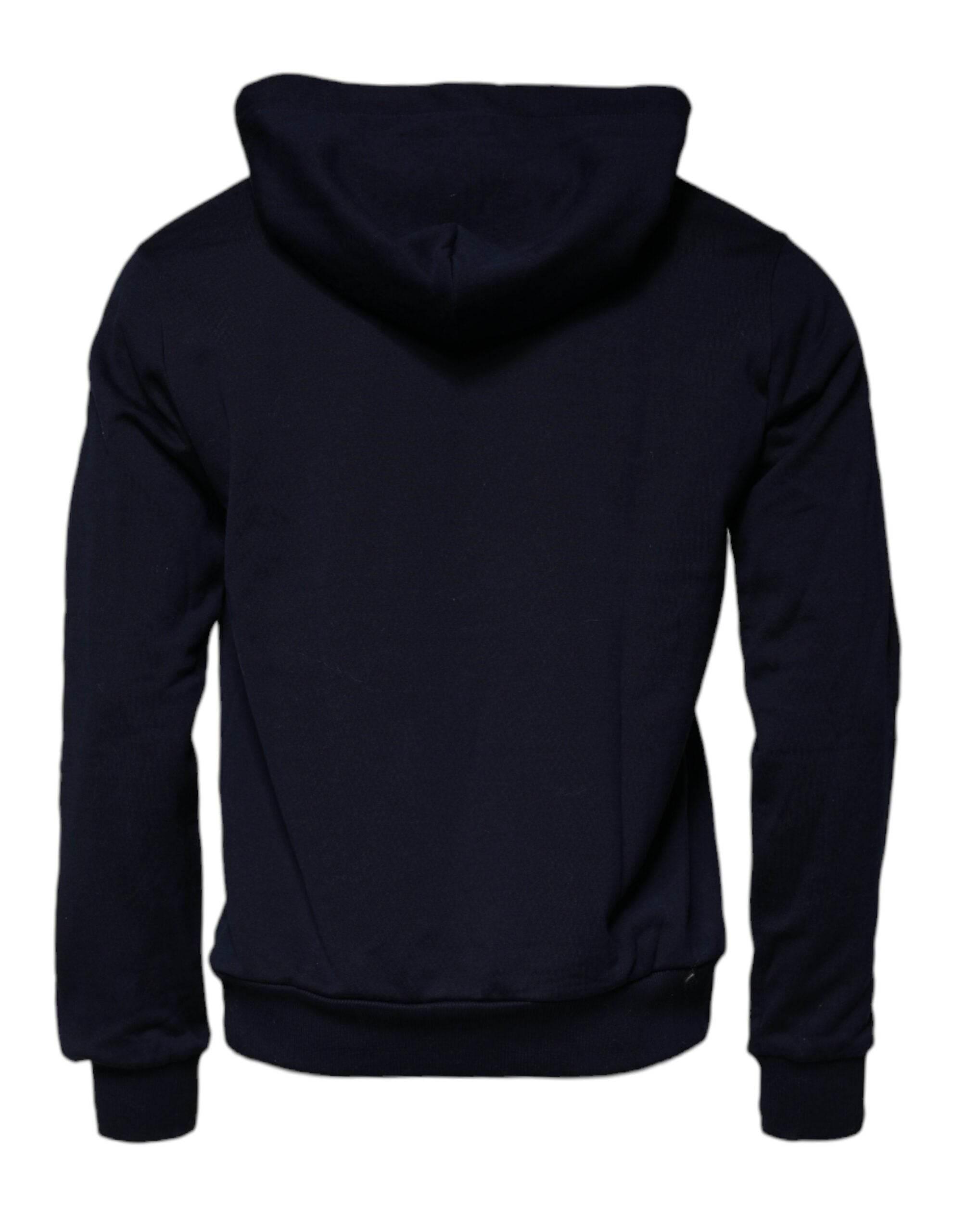 Dolce & Gabbana Blue Crown Cotton Hooded Sweatshirt Sweater - Hilstor