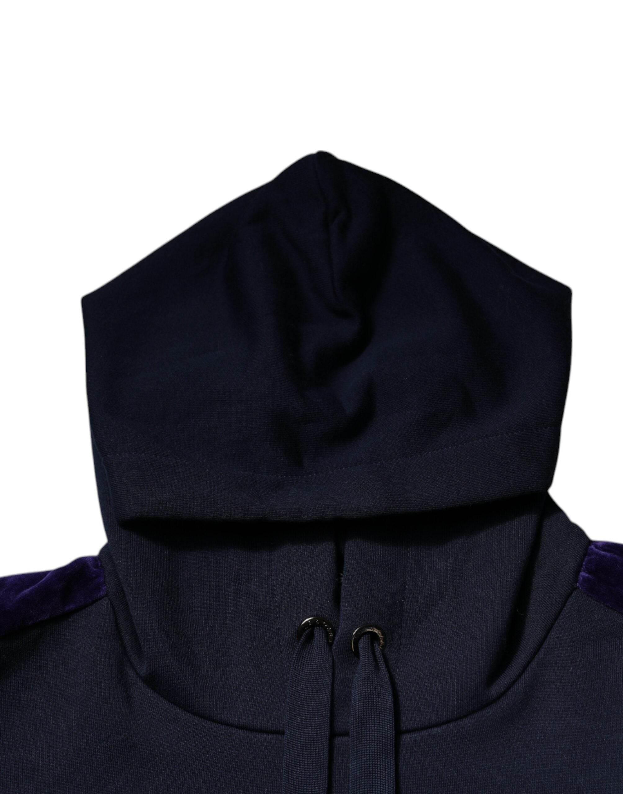 Dolce & Gabbana Blue Crown Cotton Hooded Sweatshirt Sweater - Hilstor