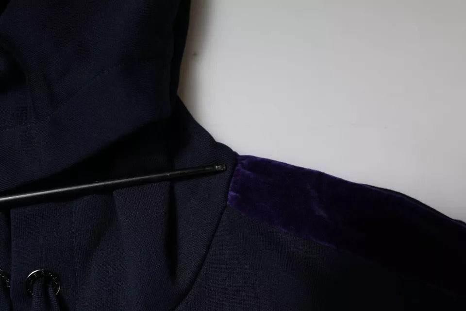 Dolce & Gabbana Blue Crown Cotton Hooded Sweatshirt Sweater - Hilstor