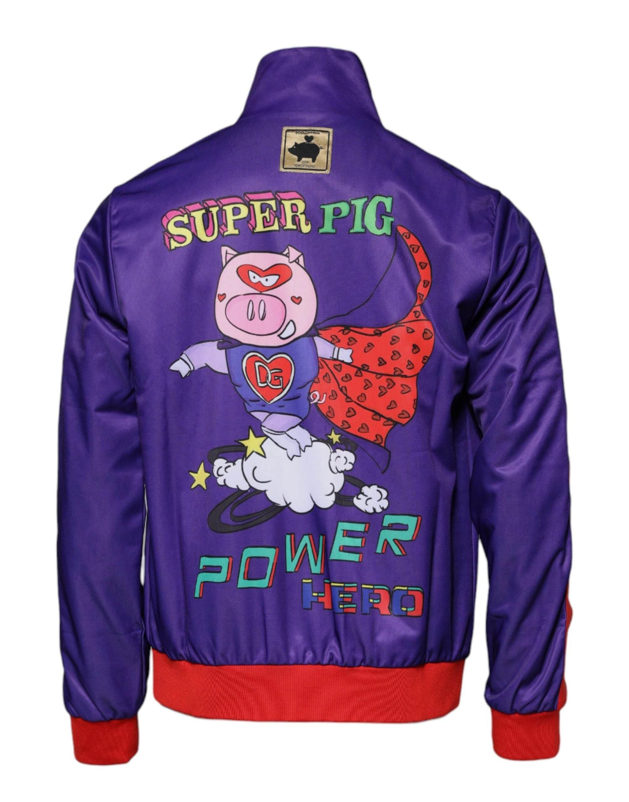 Dolce & Gabbana Purple Year Of The Pig Full Zip Bomber Sweater - Hilstor