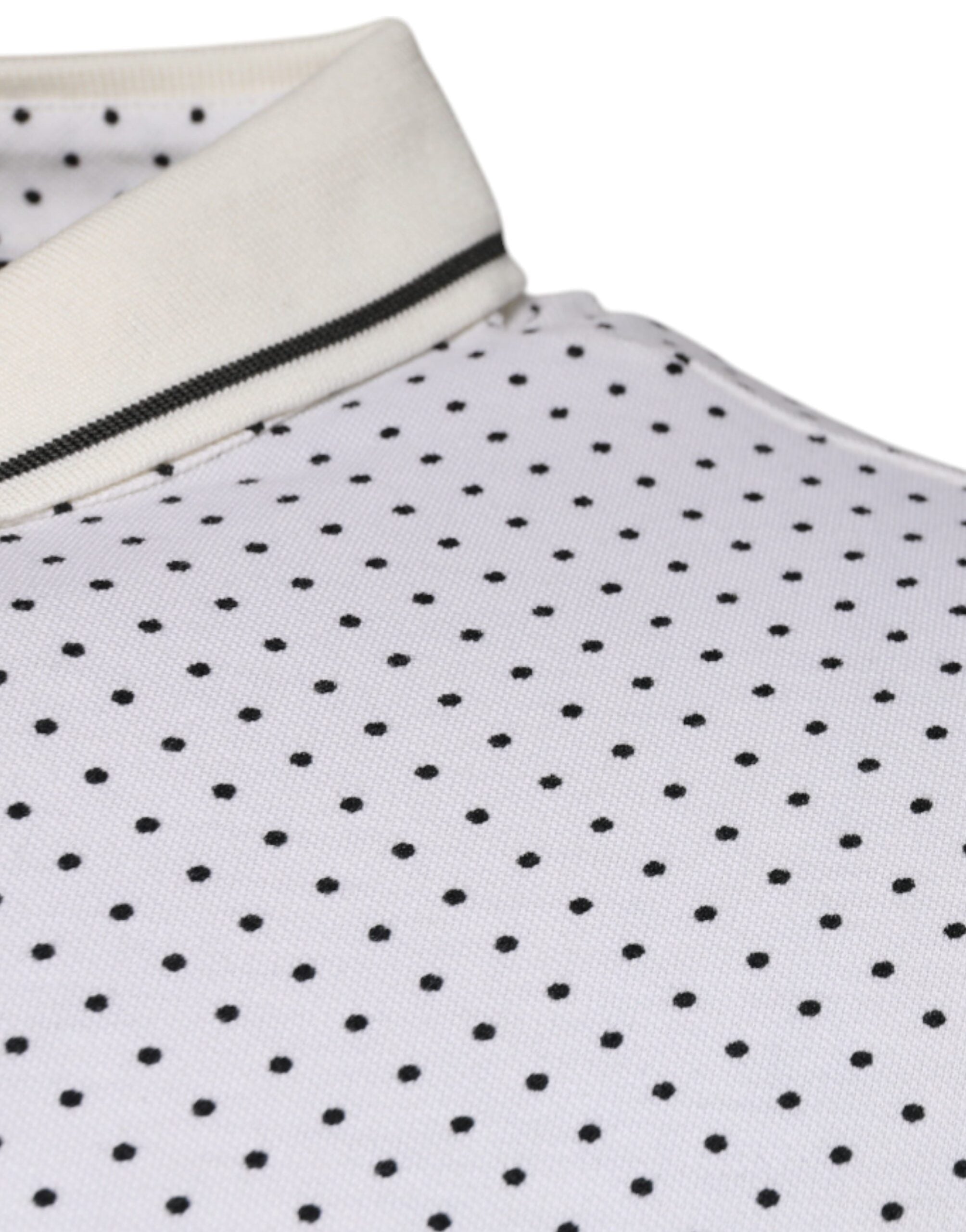 Dolce &amp; Gabbana Hvid Polka Dot Polo T-shirt med krave i bomuld