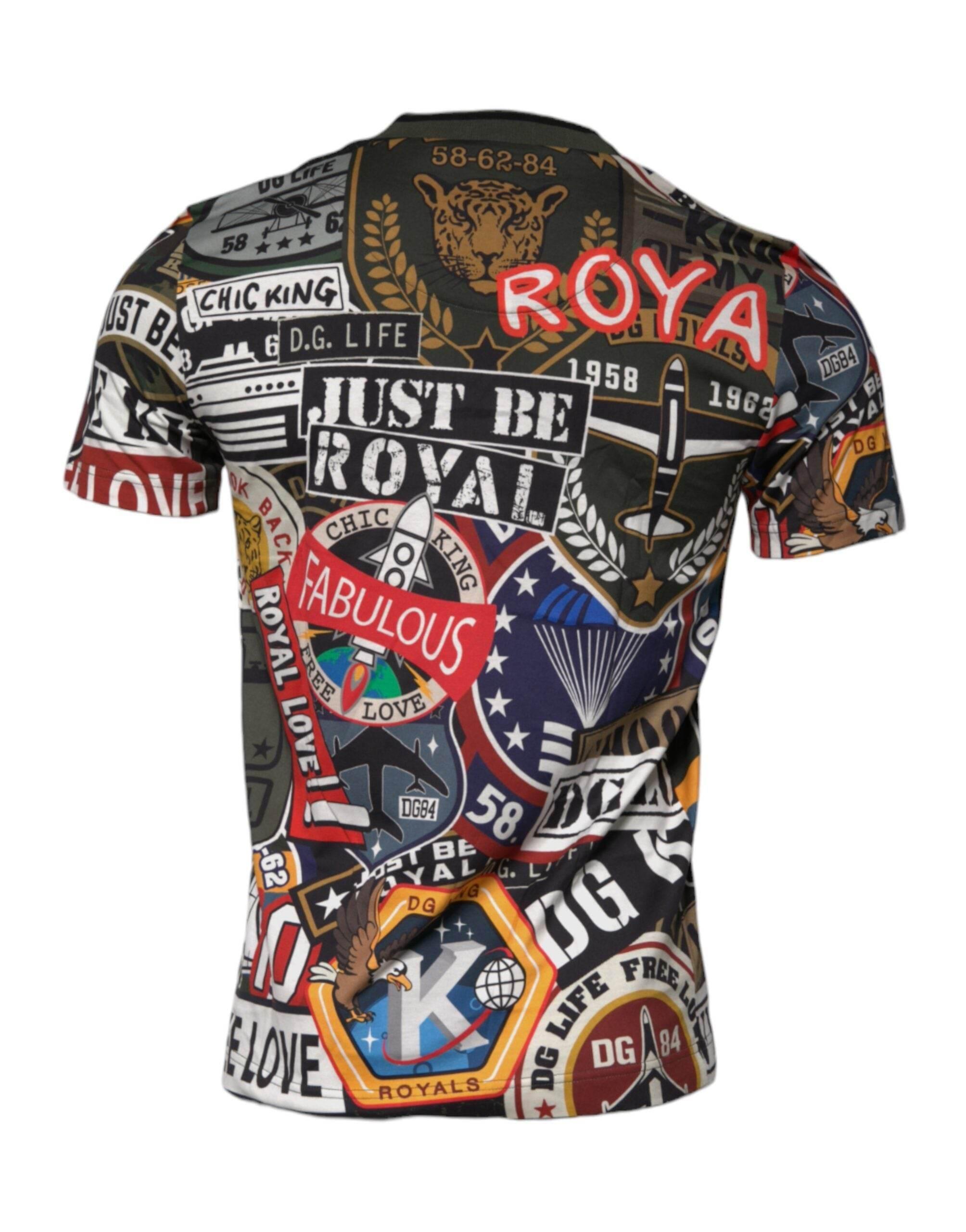 Dolce & Gabbana Multicolor Graphic Print Cotton Crew Neck T-shirt - Hilstor